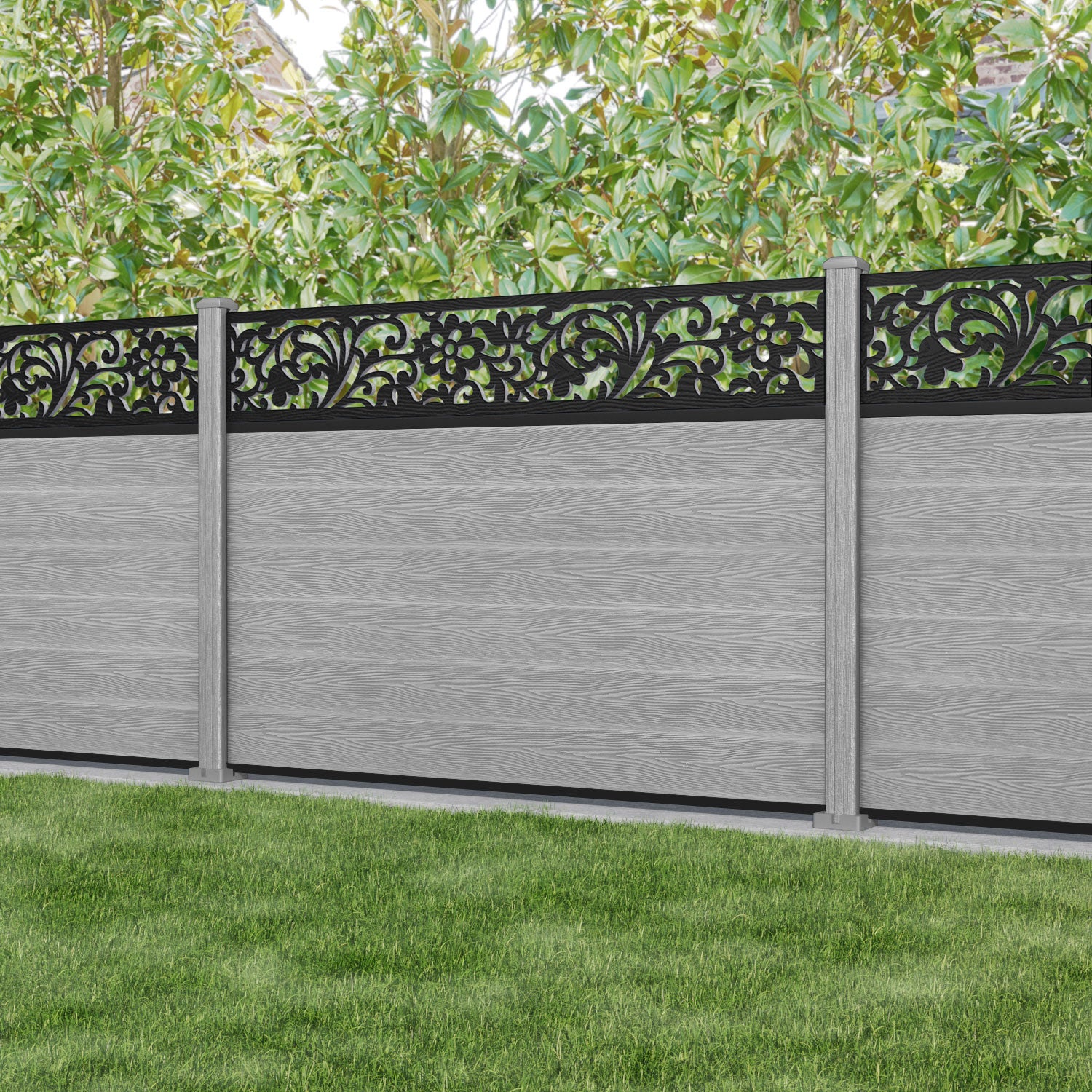 Classic Eden Fence Panel - Light Grey - with our composite posts