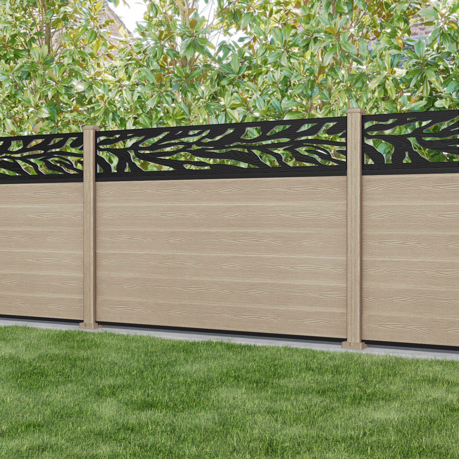 Classic Malawi Fence Panel - Light Oak - with our composite posts