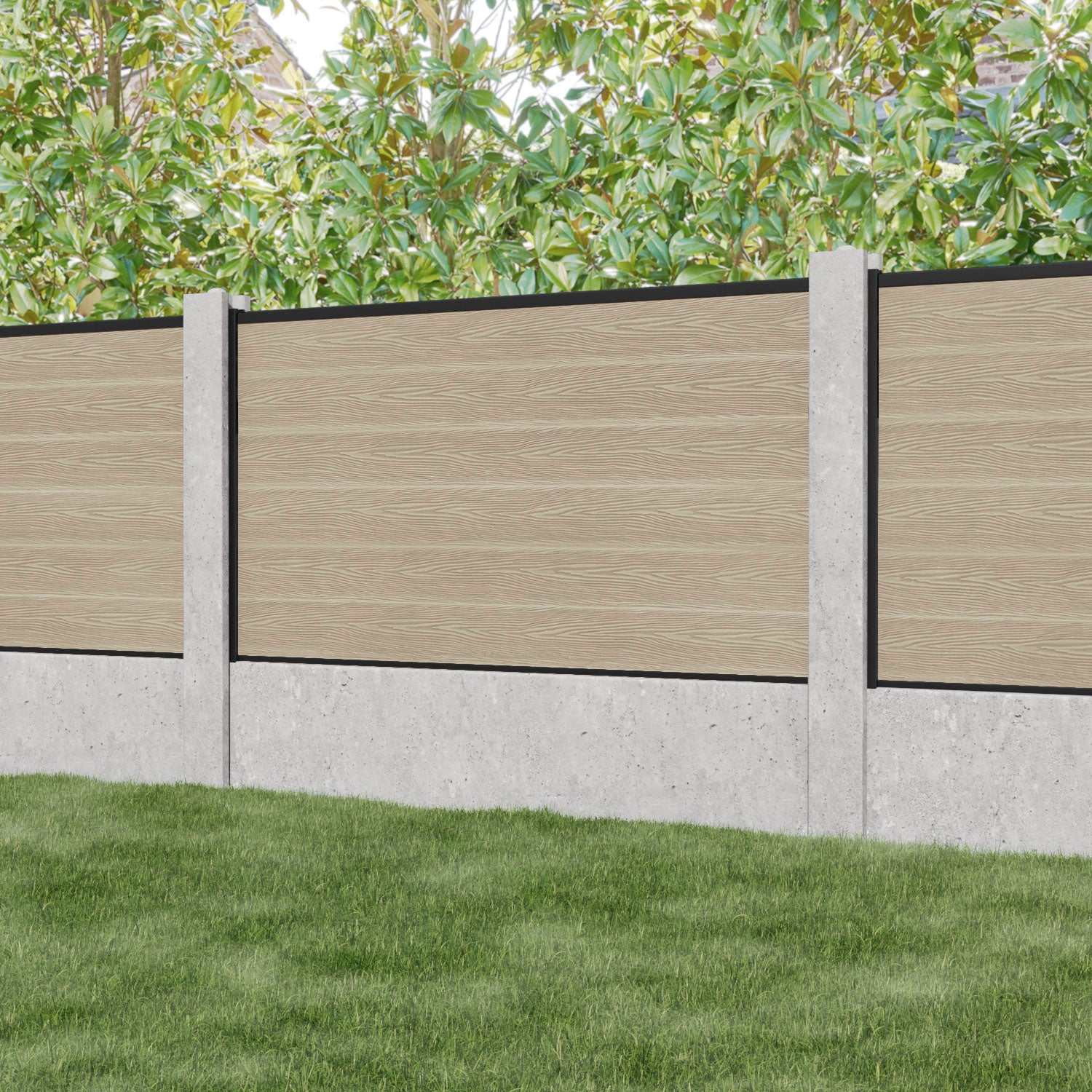 Classic Fence Panel - Light Oak - for existing concrete posts