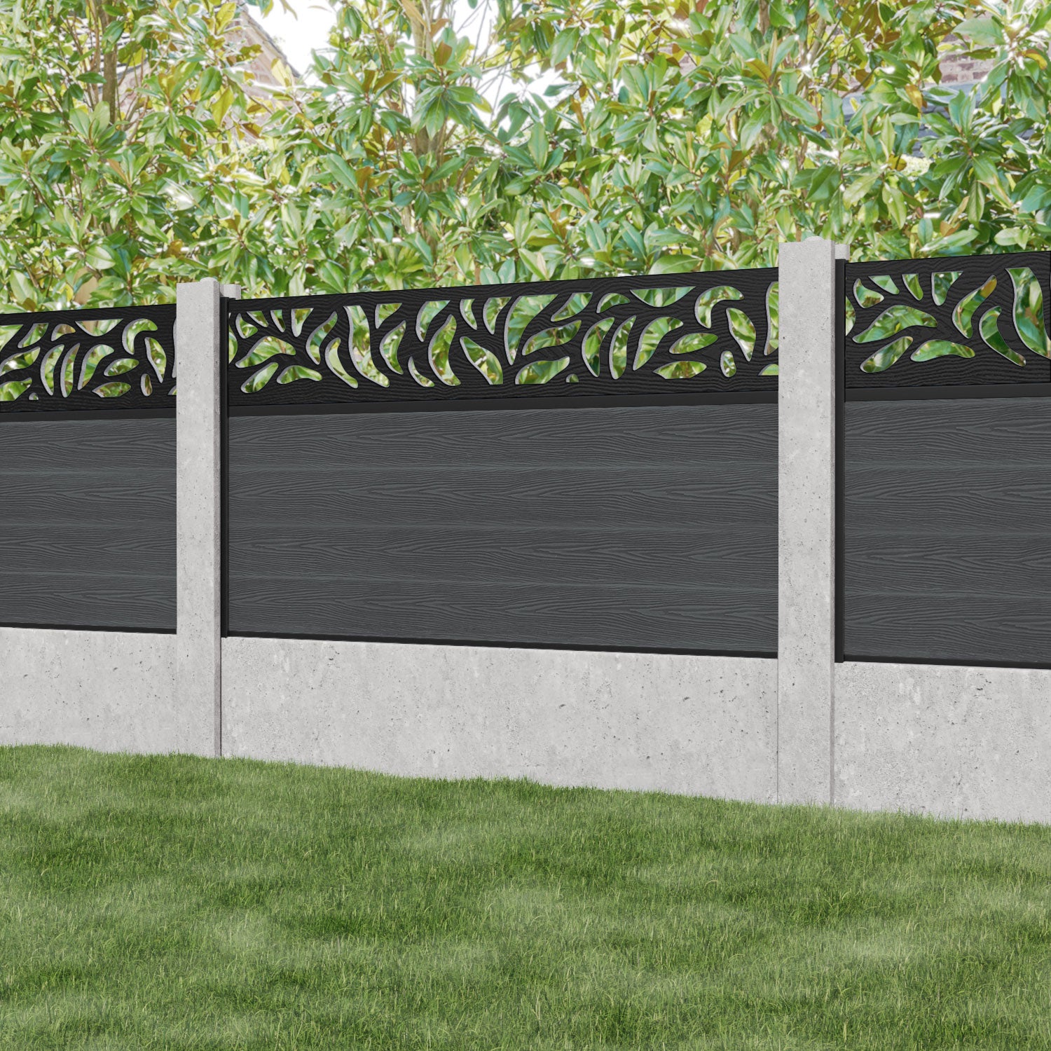 Classic Plume Fence Panel - Dark Grey - for existing concrete posts