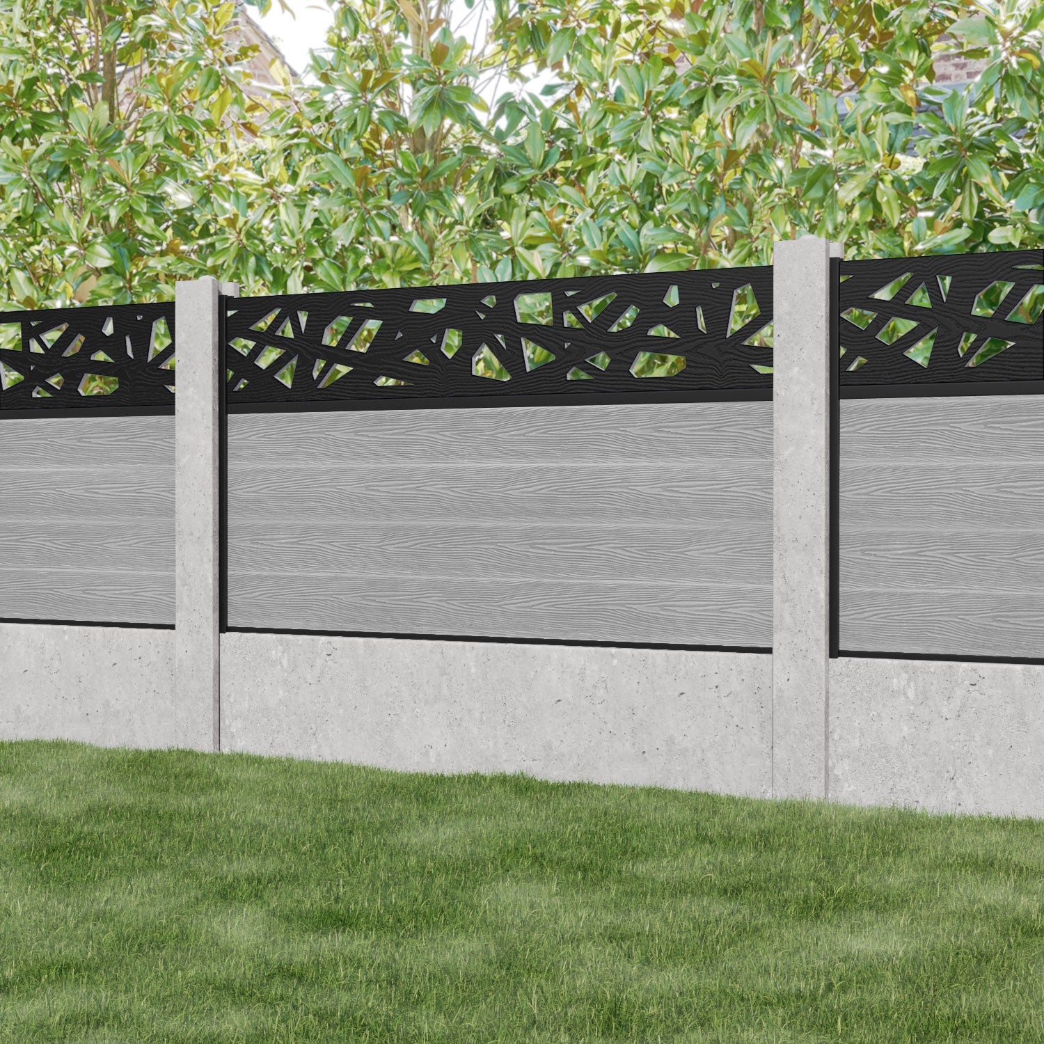Classic Prism Fence Panel - Light Grey - for existing concrete posts
