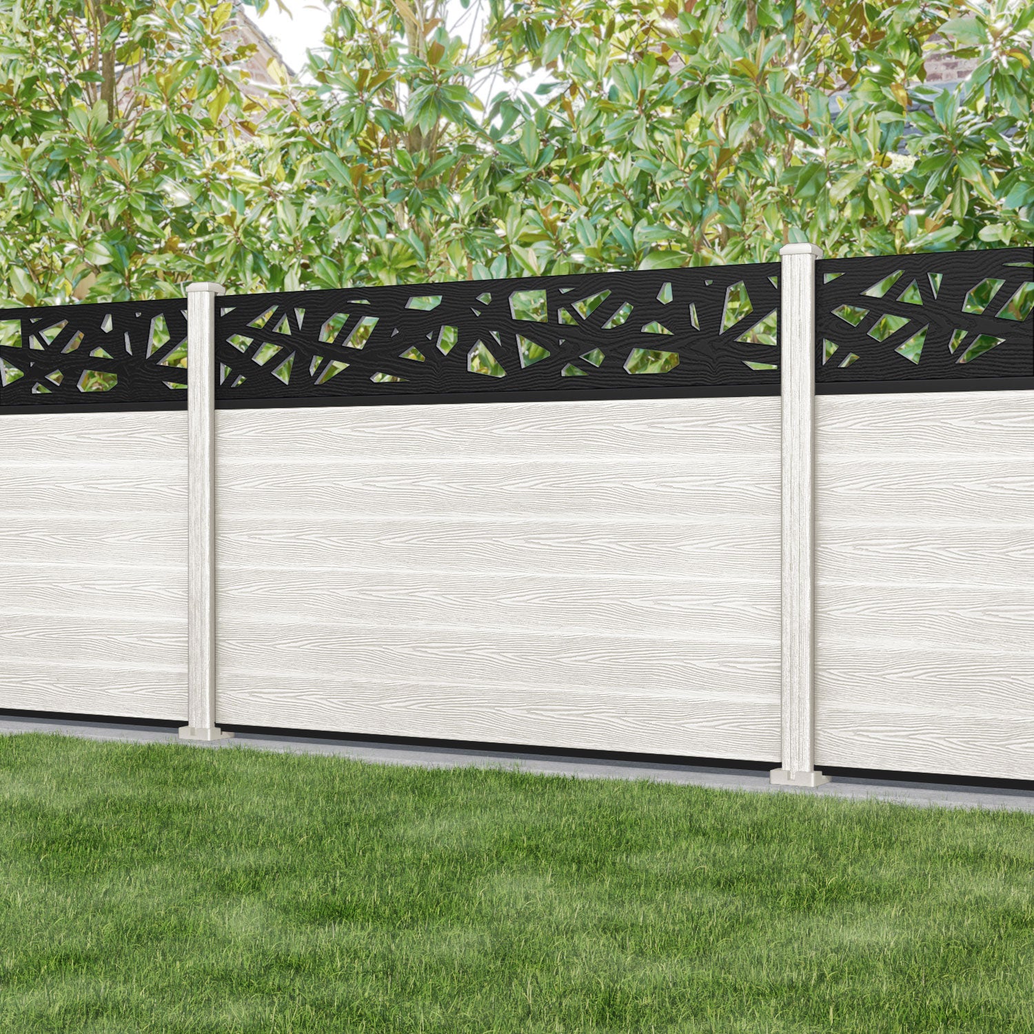Classic Prism Fence Panel - Light Stone - with our composite posts