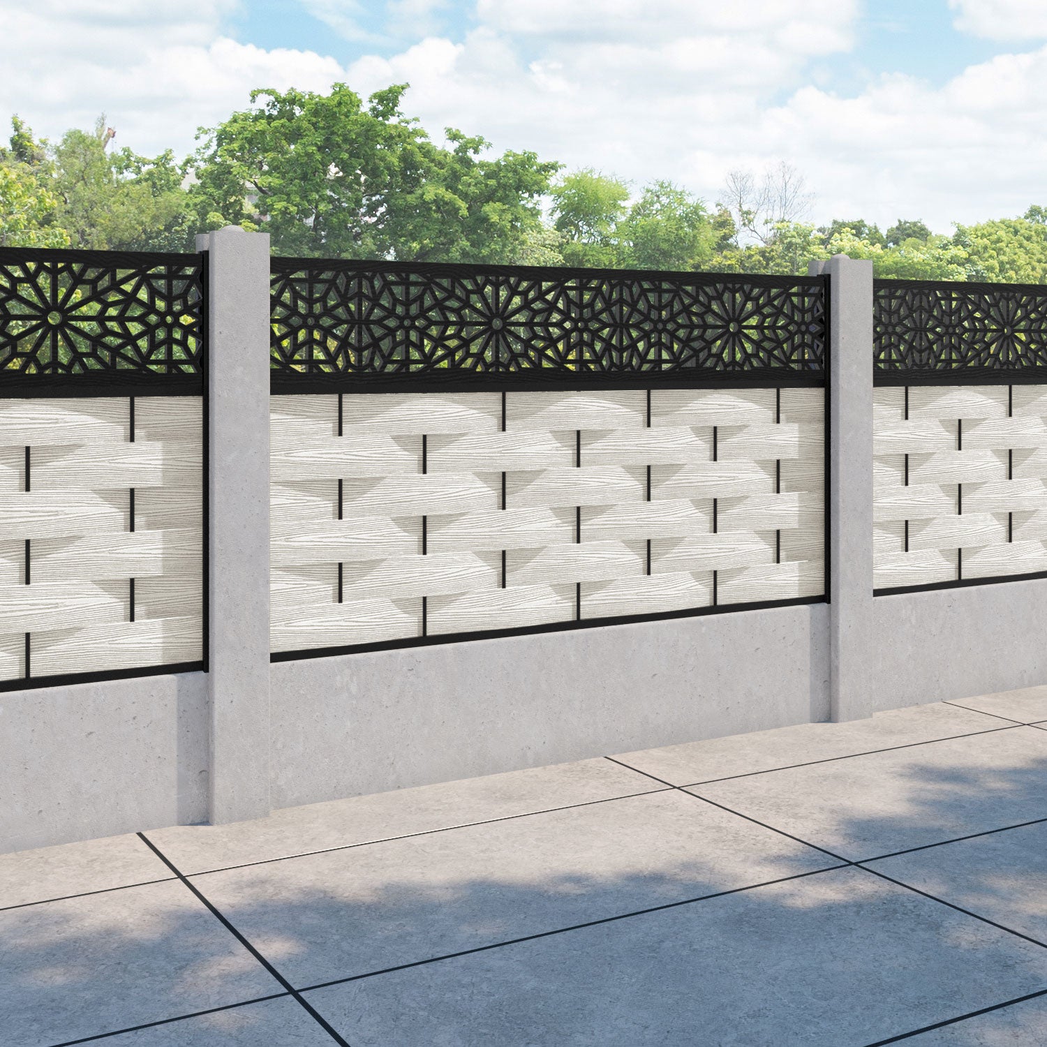 Ripple Alnara Fence Panel - Light Stone - for existing concrete posts