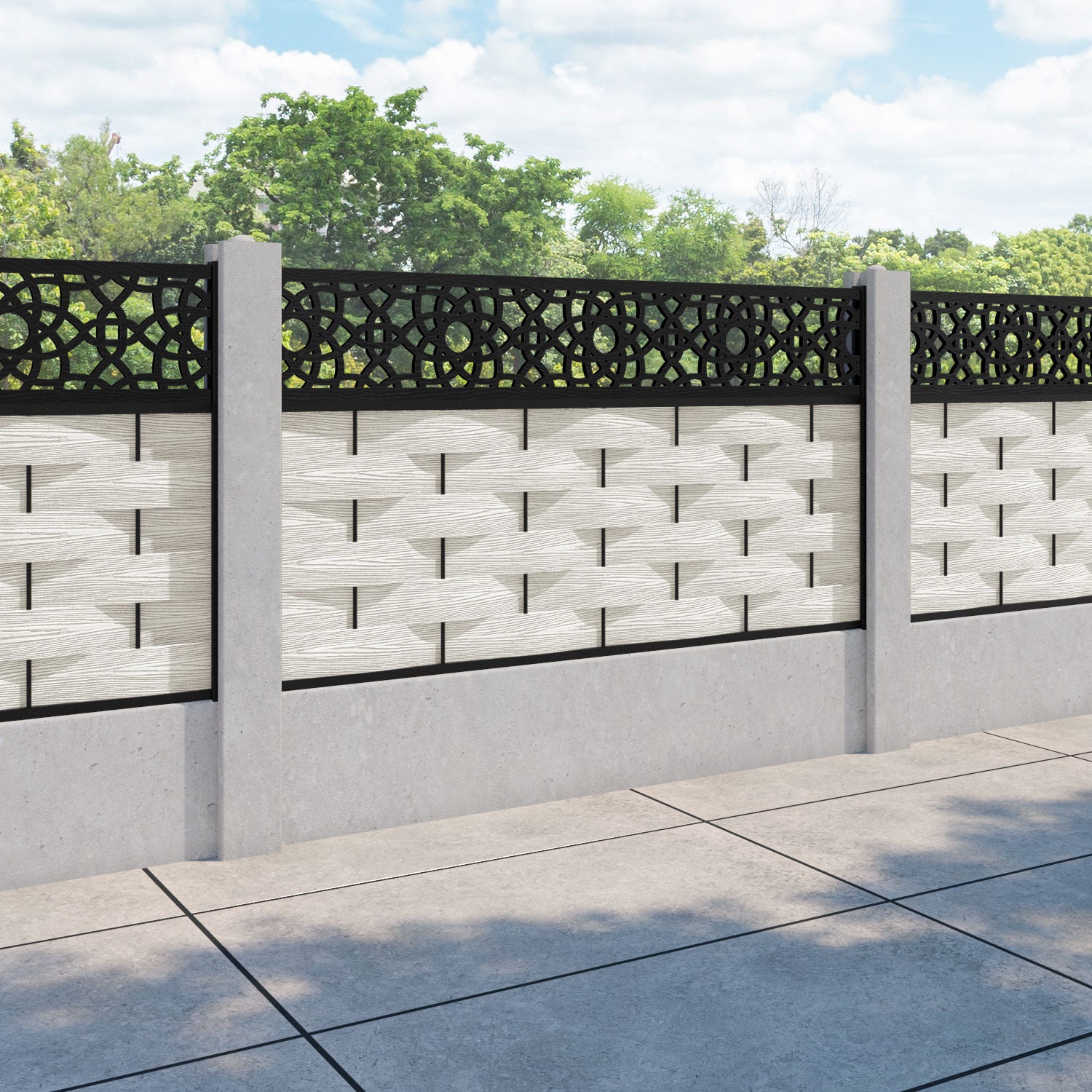 Ripple Ambar Fence Panel - Light Stone - for existing concrete posts