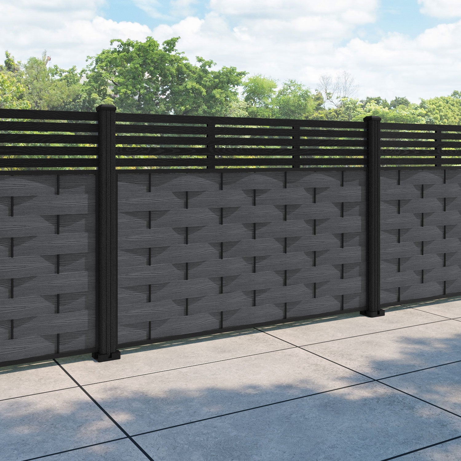 Ripple Aspen Fence Panel - Dark Grey - with our composite posts