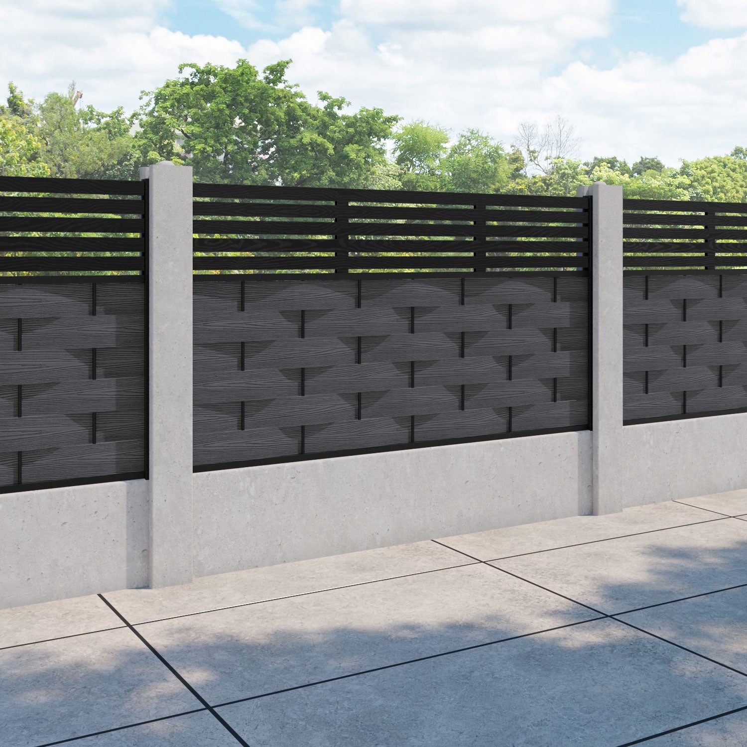 Ripple Aspen Fence Panel - Dark Grey - for existing concrete posts