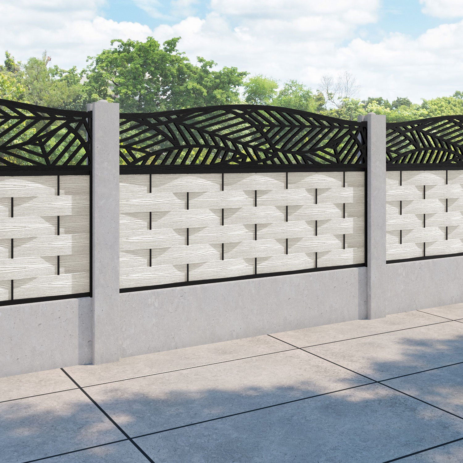 Ripple Habitat Curved Top Fence Panel - Light Stone - for existing concrete posts