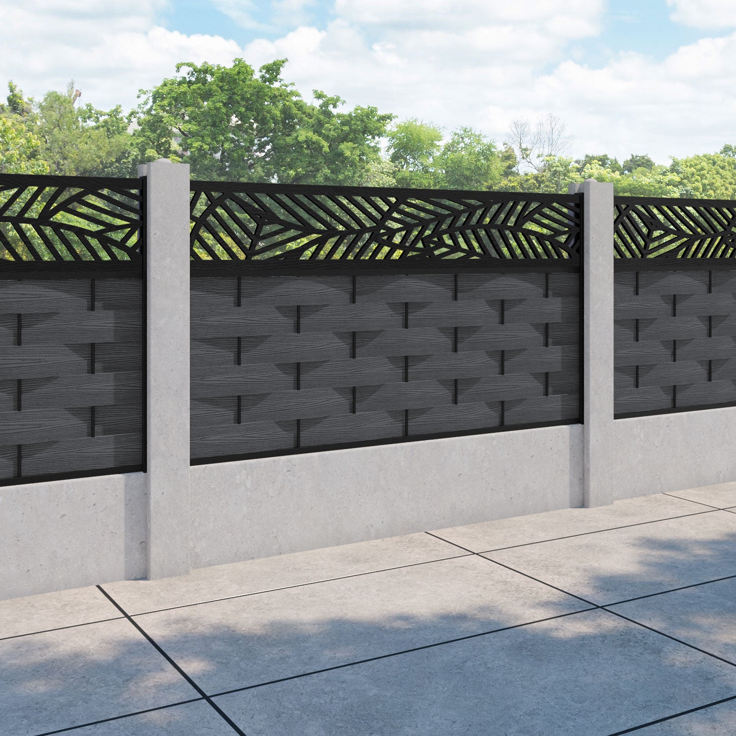 Ripple Habitat Fence Panel - Dark Grey - for existing concrete posts