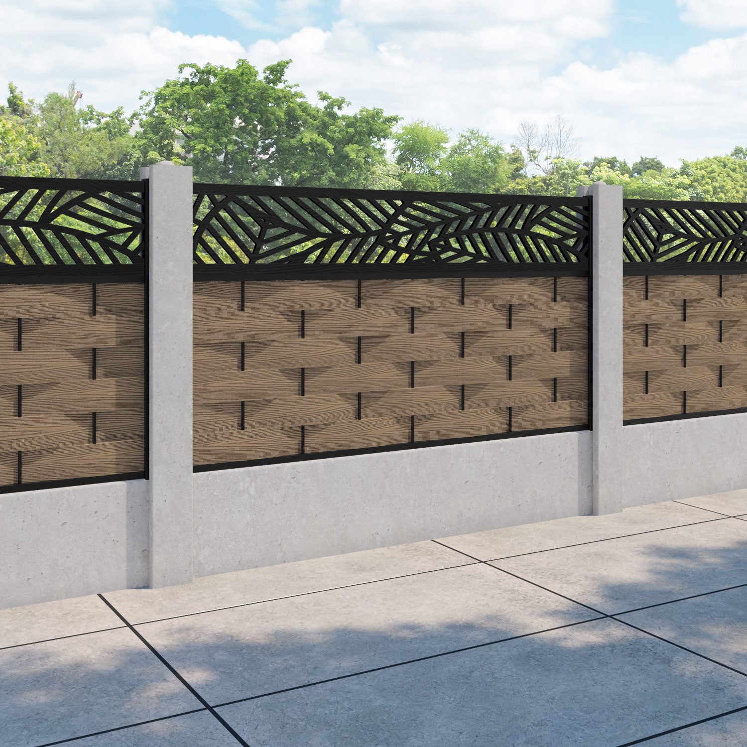 Ripple Habitat Fence Panel - Teak  - for existing concrete posts