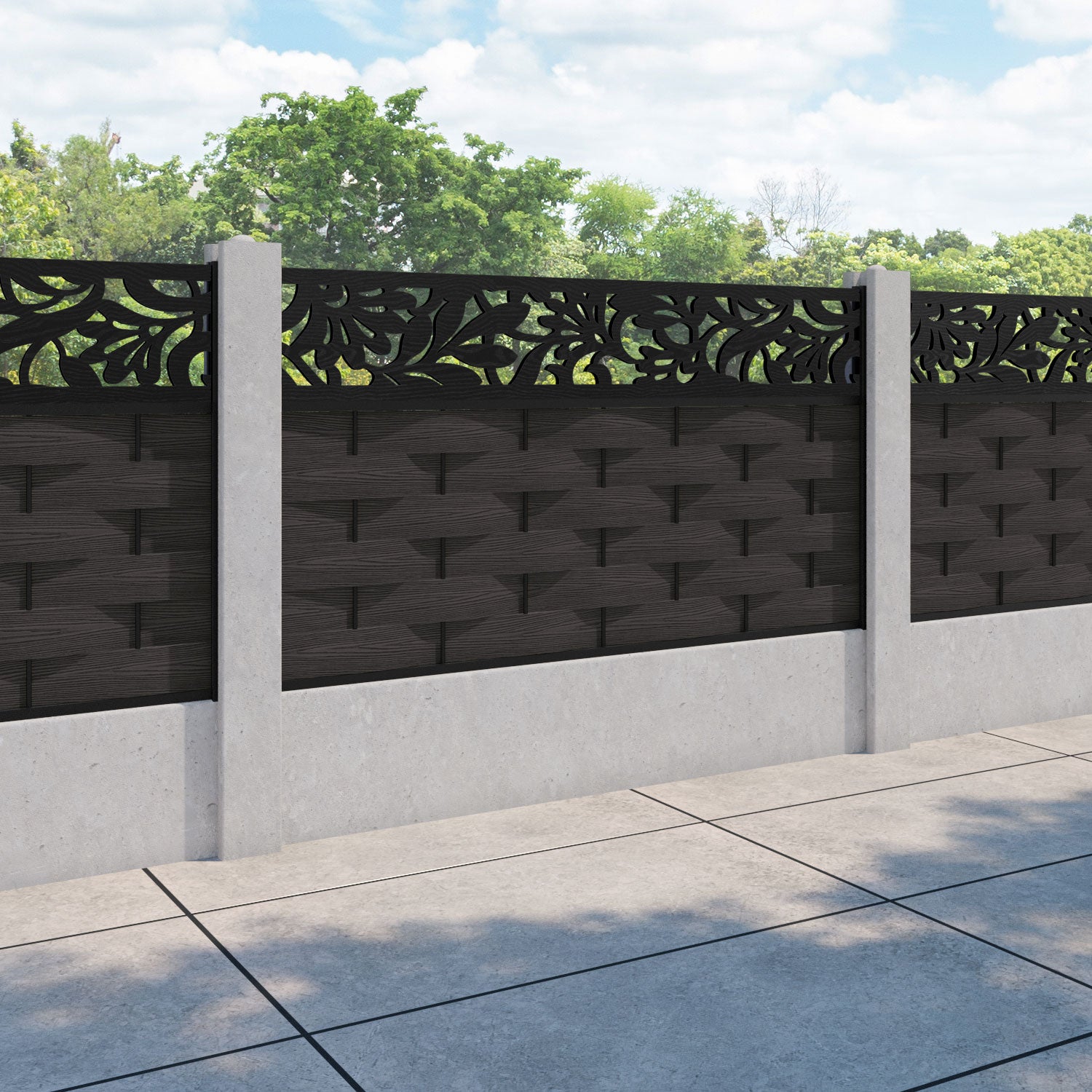 Ripple Heritage Fence Panel - Dark Oak - for existing concrete posts