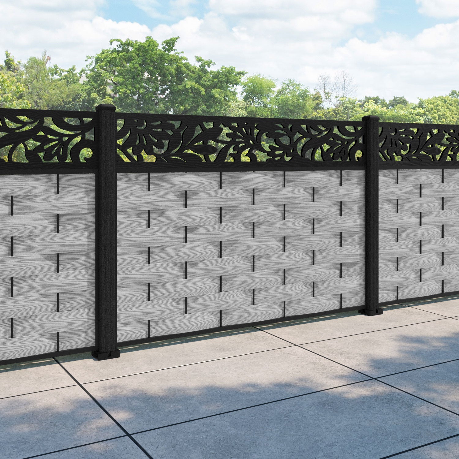 Ripple Heritage Fence Panel - Light Grey - with our composite posts