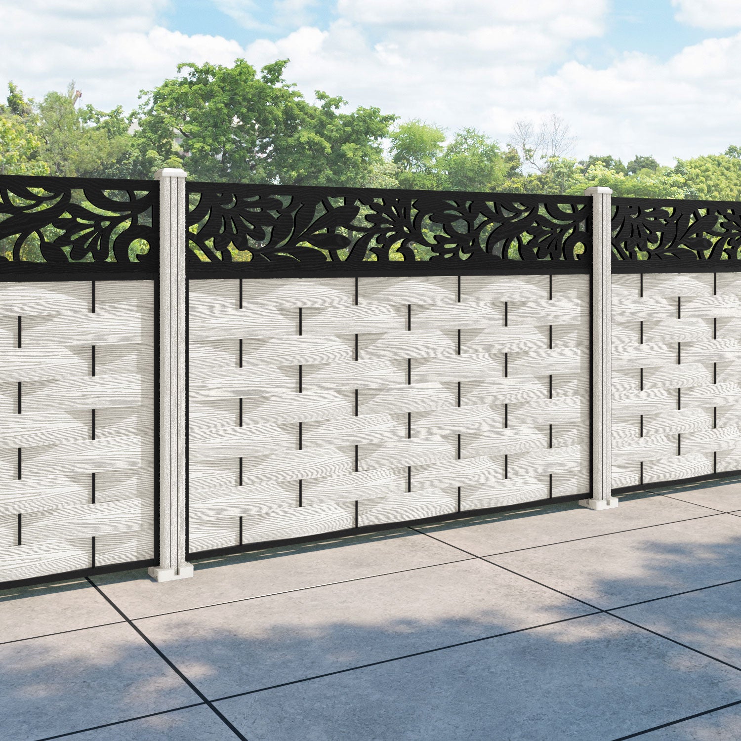 Ripple Heritage Fence Panel - Light Stone - with our composite posts