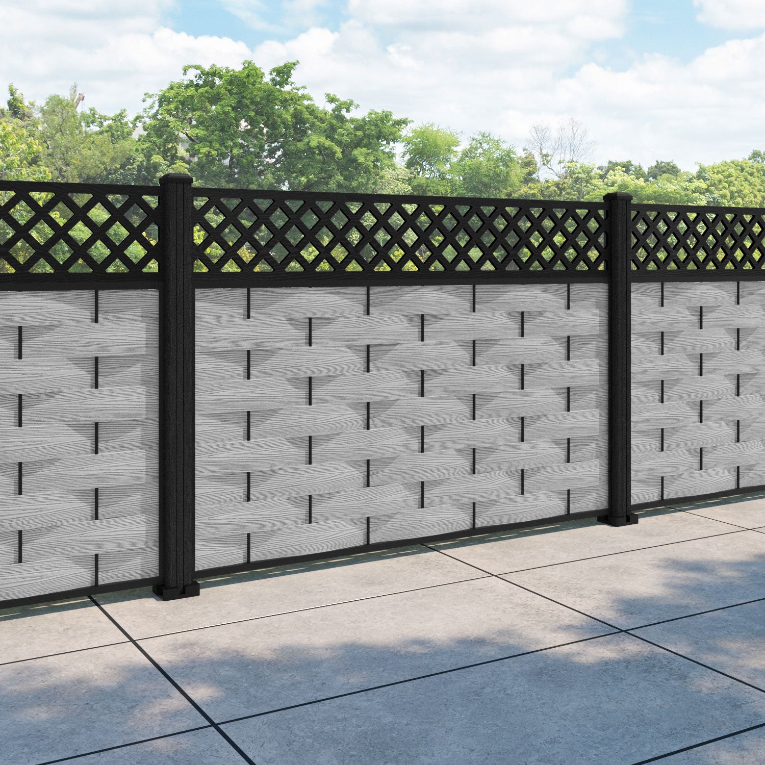 Ripple Hive Fence Panel - Light Grey - with our composite posts