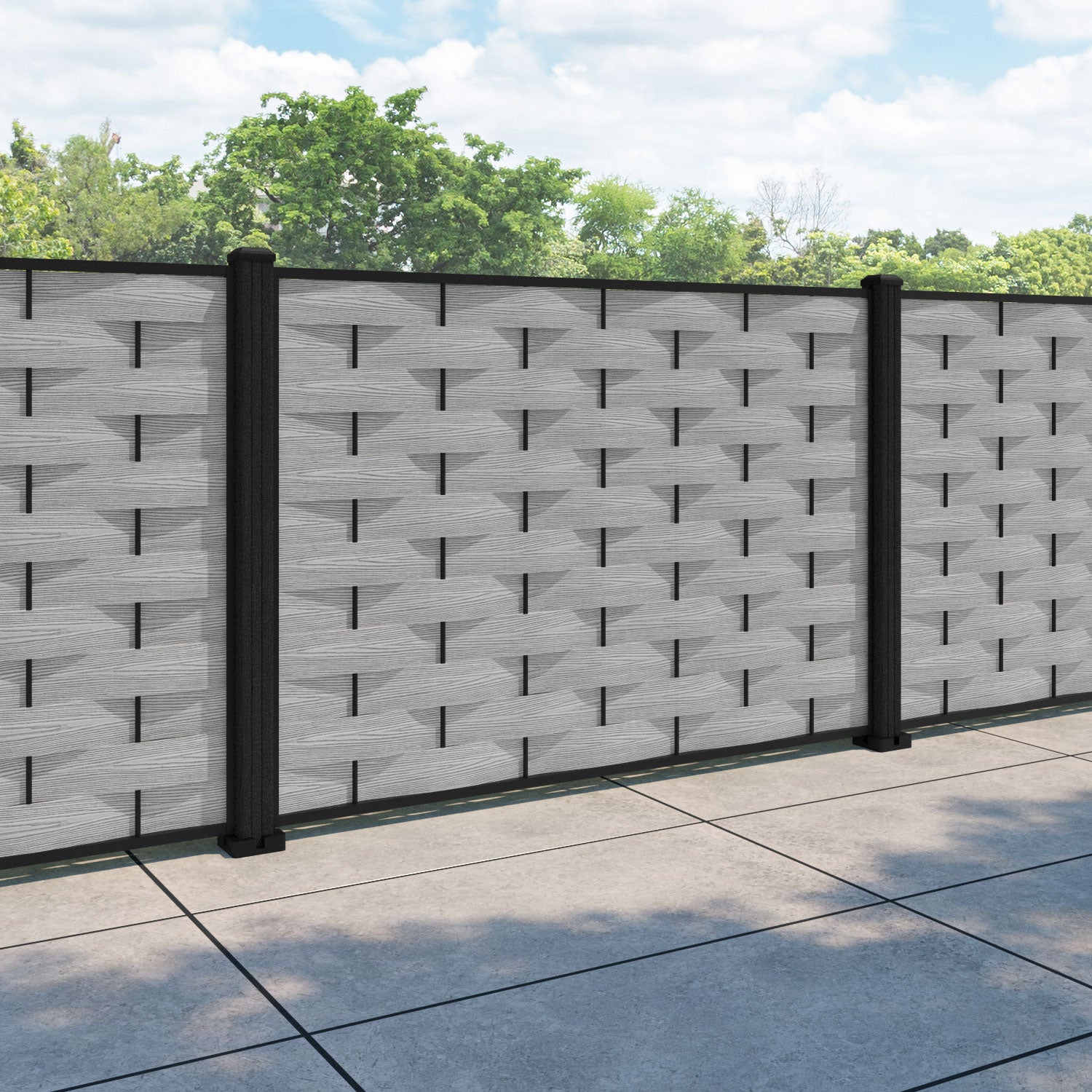Ripple Fence Panel - Light Grey - with our composite posts