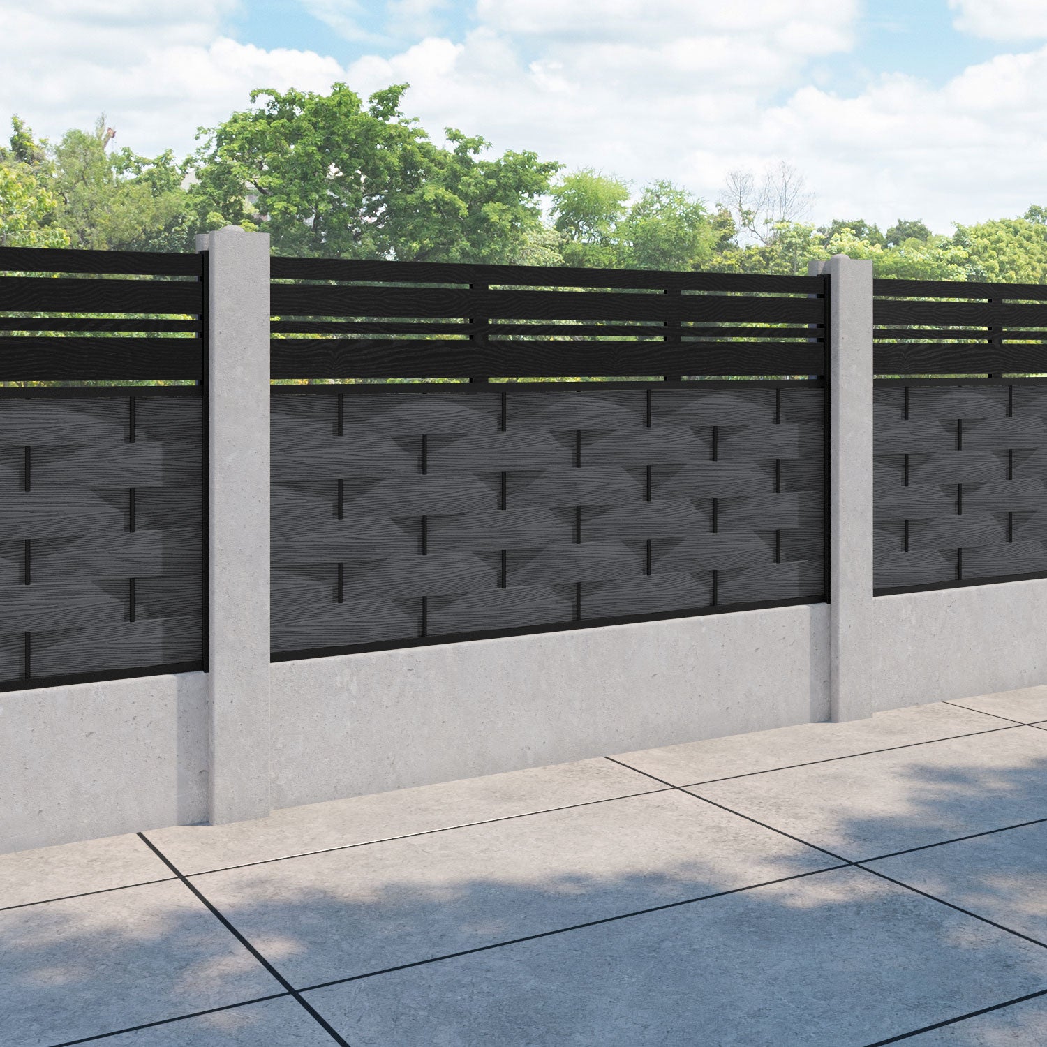 Ripple Linea Fence Panel - Dark Grey - for existing concrete posts