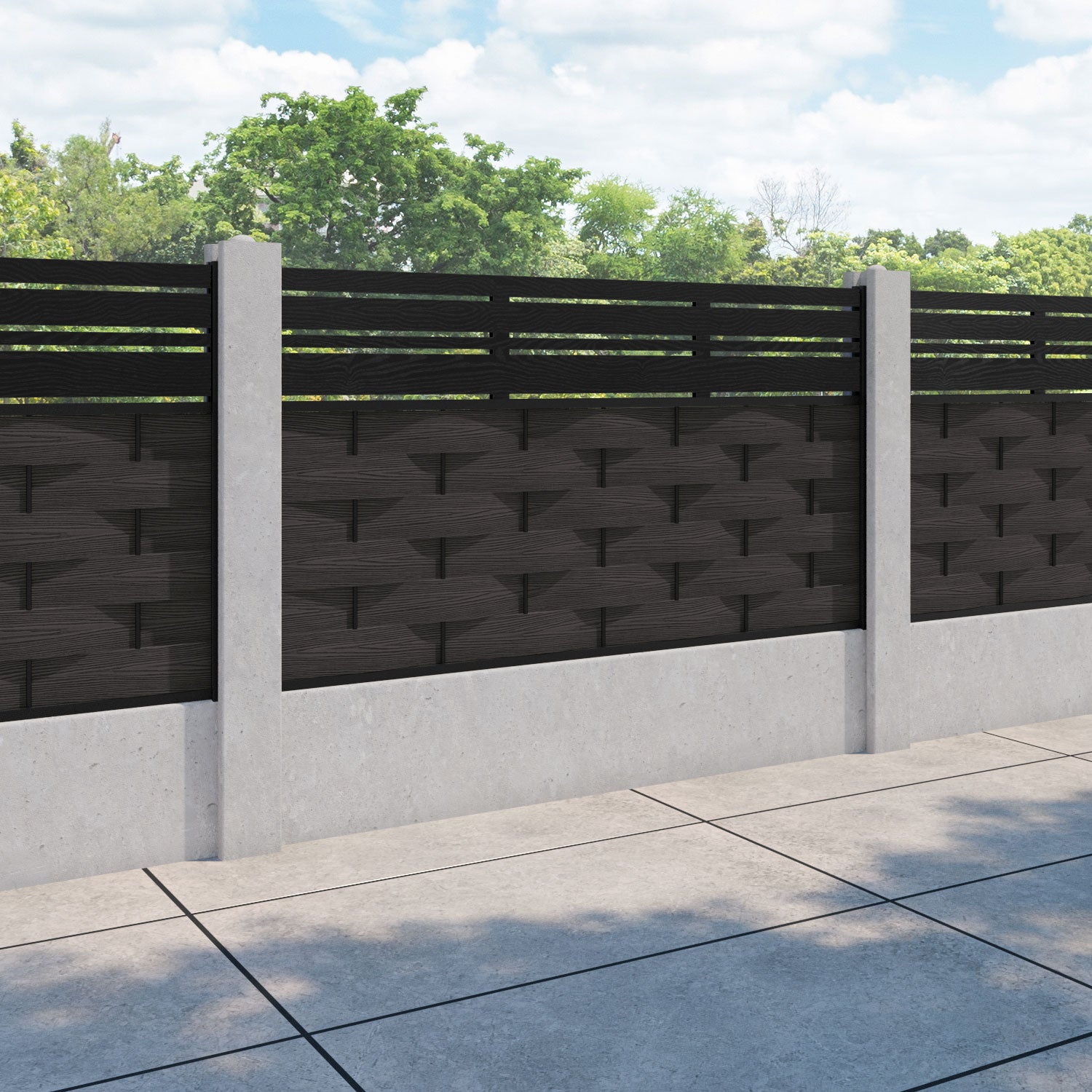 Ripple Linea Fence Panel - Dark Oak - for existing concrete posts
