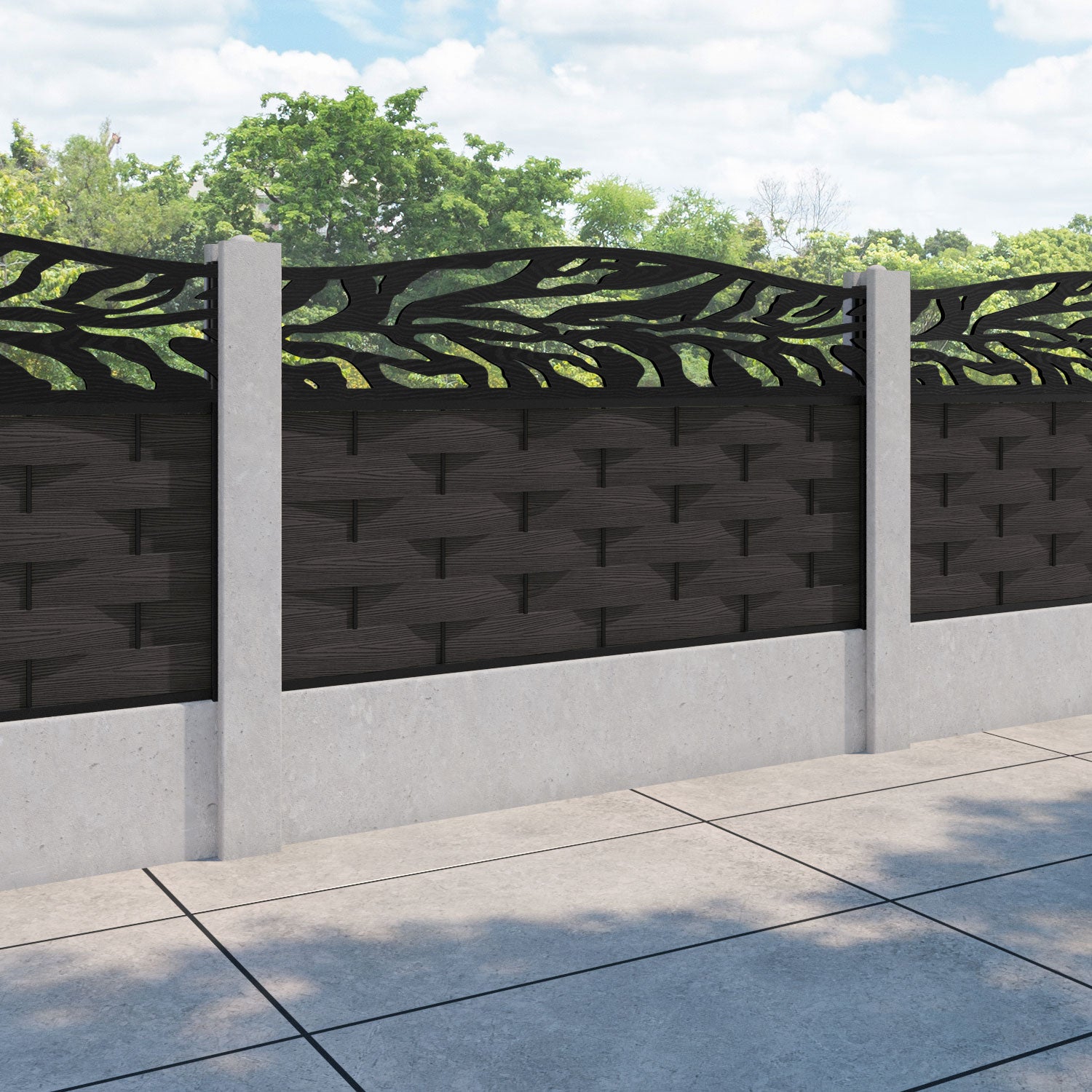 Ripple Malawi Curved Top Fence Panel - Dark Oak - for existing concrete posts
