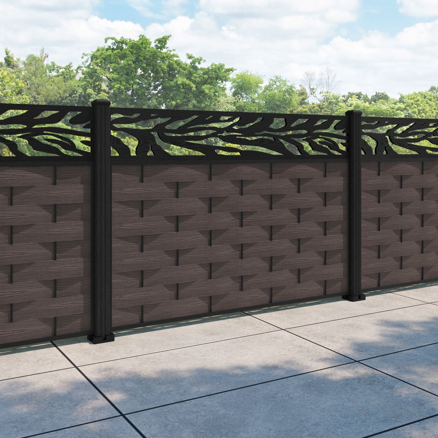 Ripple Malawi Fence Panel - Mid Brown - with our composite posts