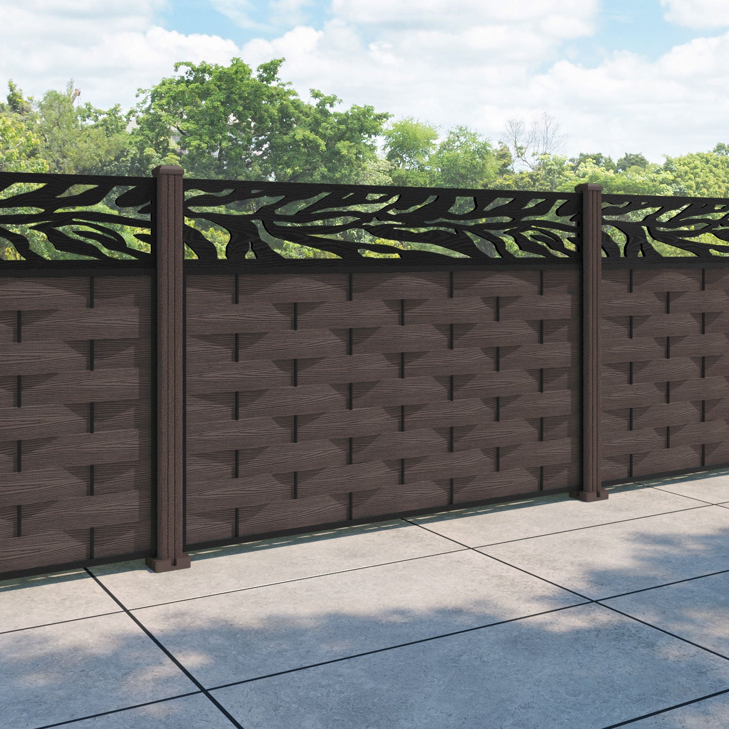 Ripple Malawi Fence Panel - Mid Brown - with our composite posts