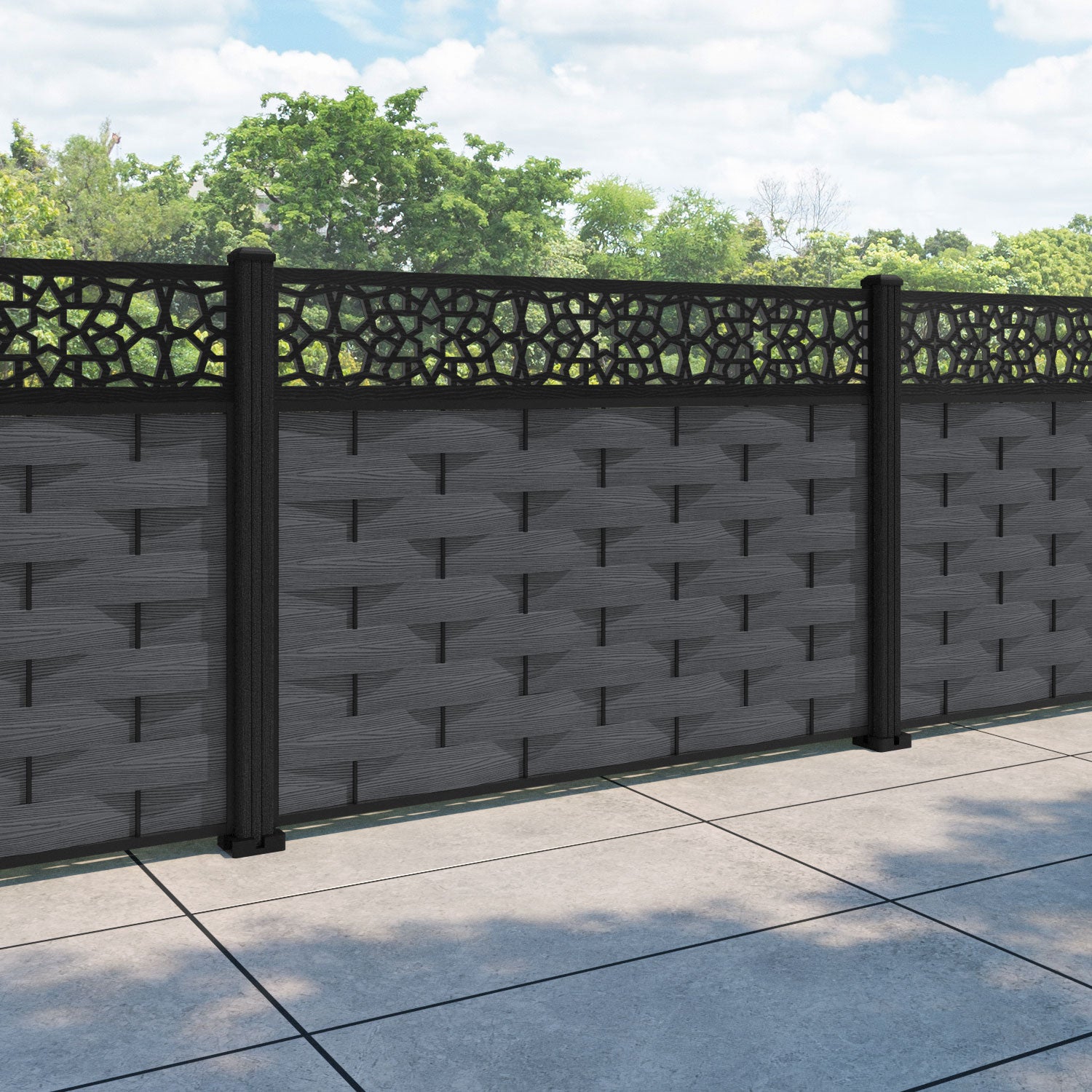 Ripple Nazira Fence Panel - Dark Grey - with our composite posts
