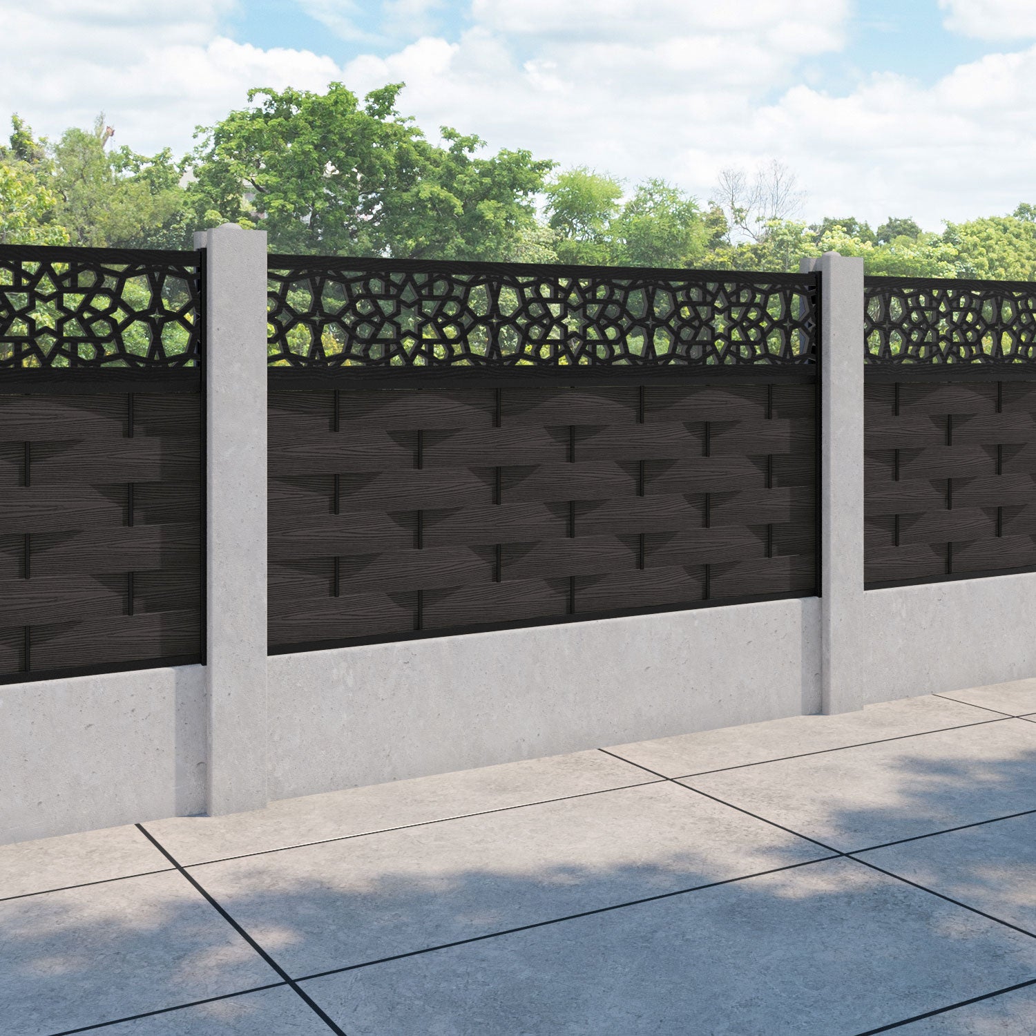Ripple Nazira Fence Panel - Dark Oak - for existing concrete posts