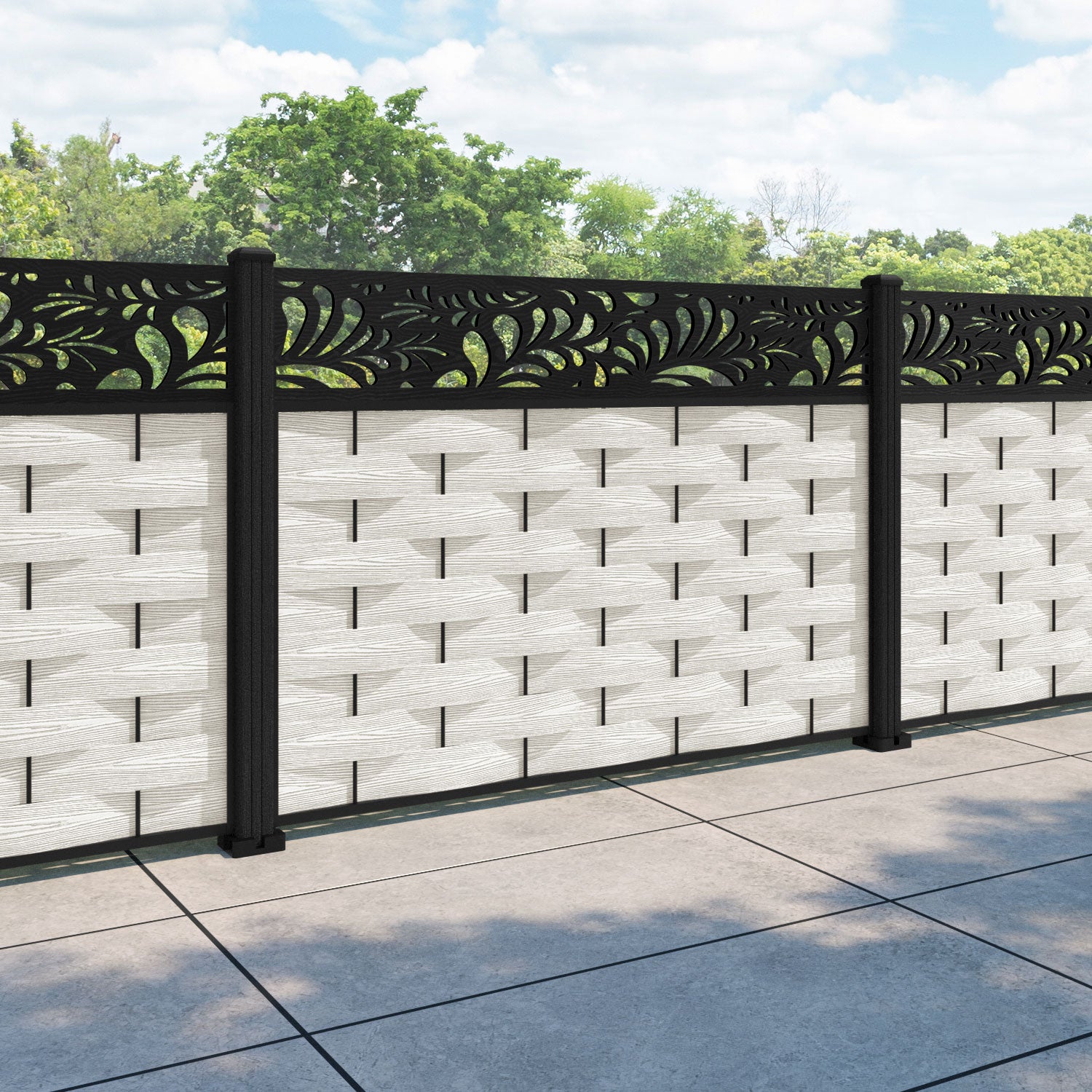 Ripple Petal Fence Panel - Light Stone - with our composite posts