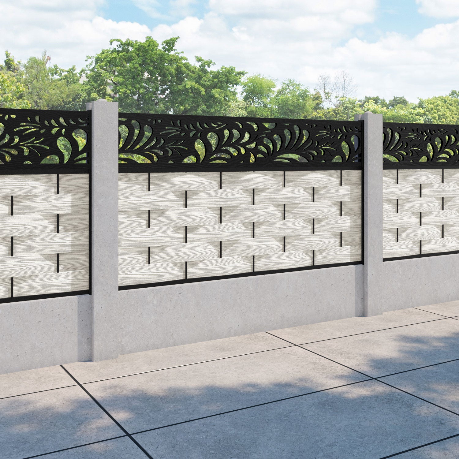Ripple Petal Fence Panel - Light Stone - for existing concrete posts