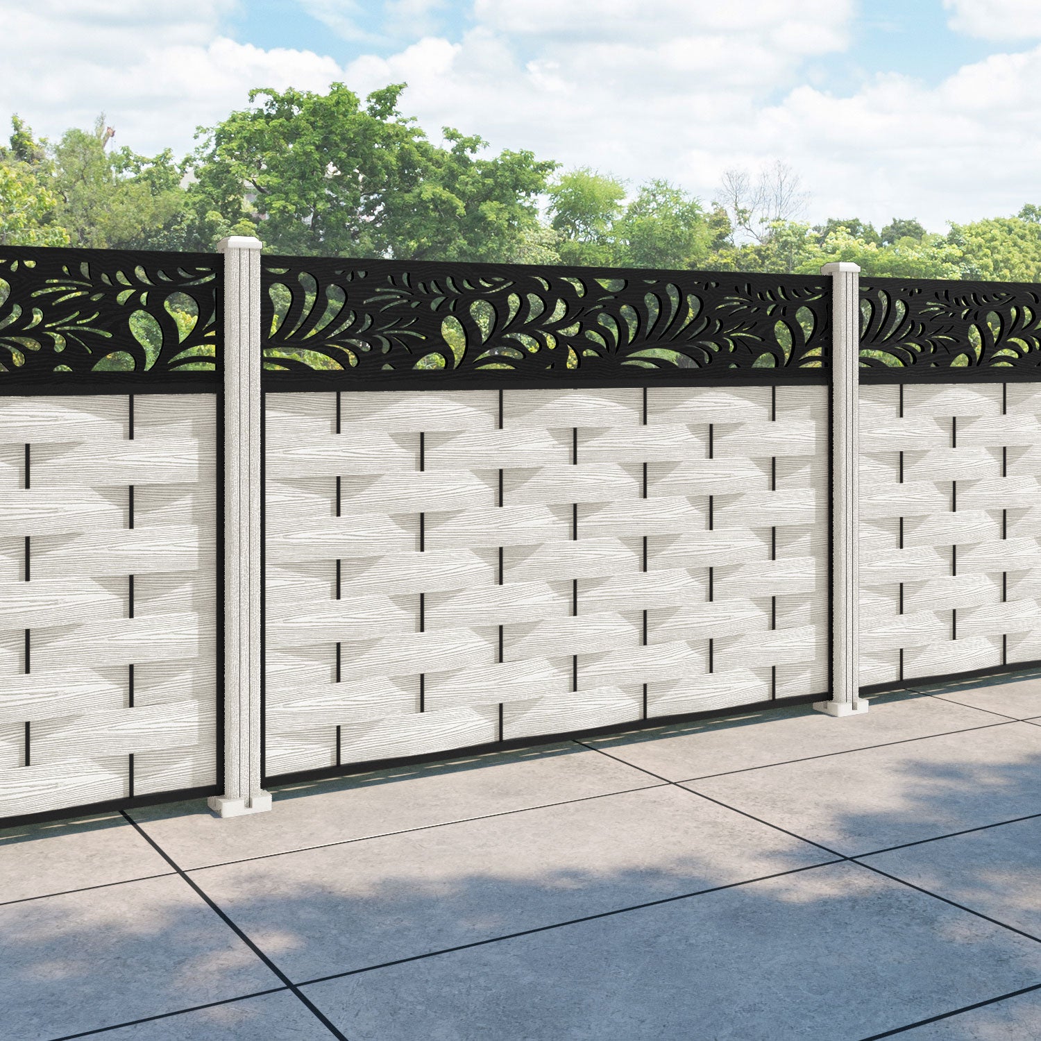 Ripple Petal Fence Panel - Light Stone - with our composite posts