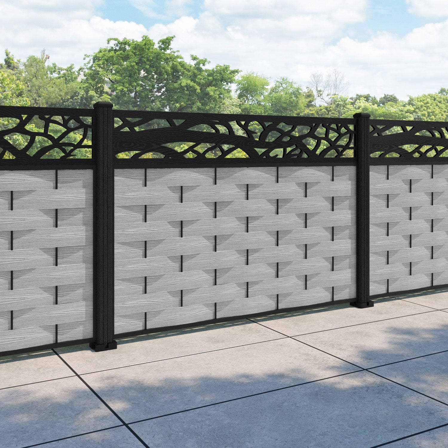 Ripple Twilight Fence Panel - Light Grey - with our composite posts