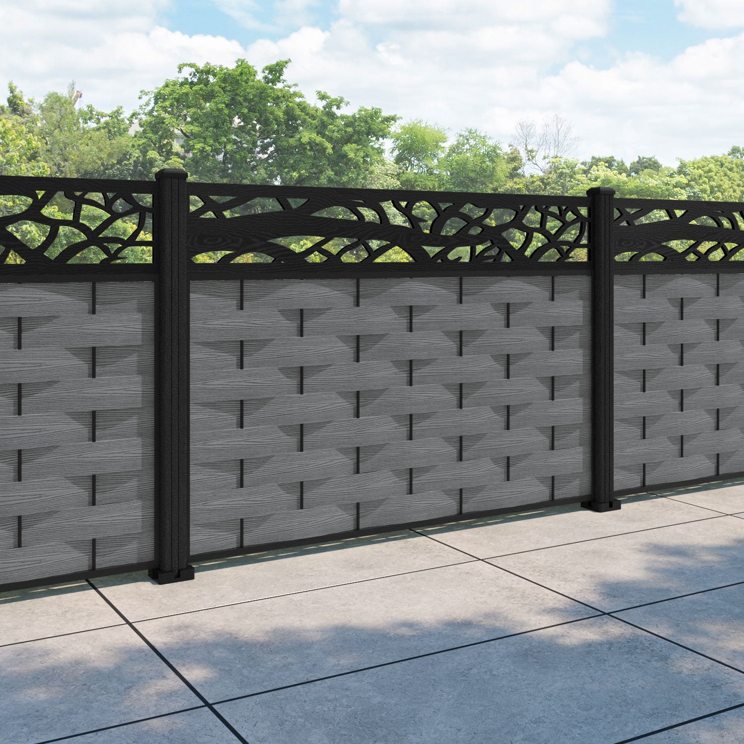 Ripple Twilight Fence Panel - Mid Grey - with our composite posts