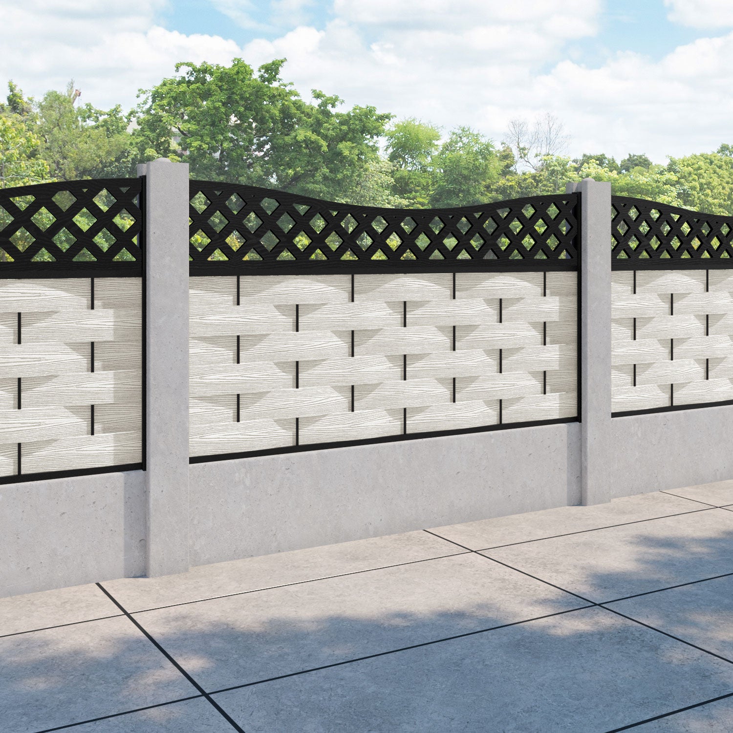 Ripple Low Wave Fence Panel - Light Stone - for existing concrete posts