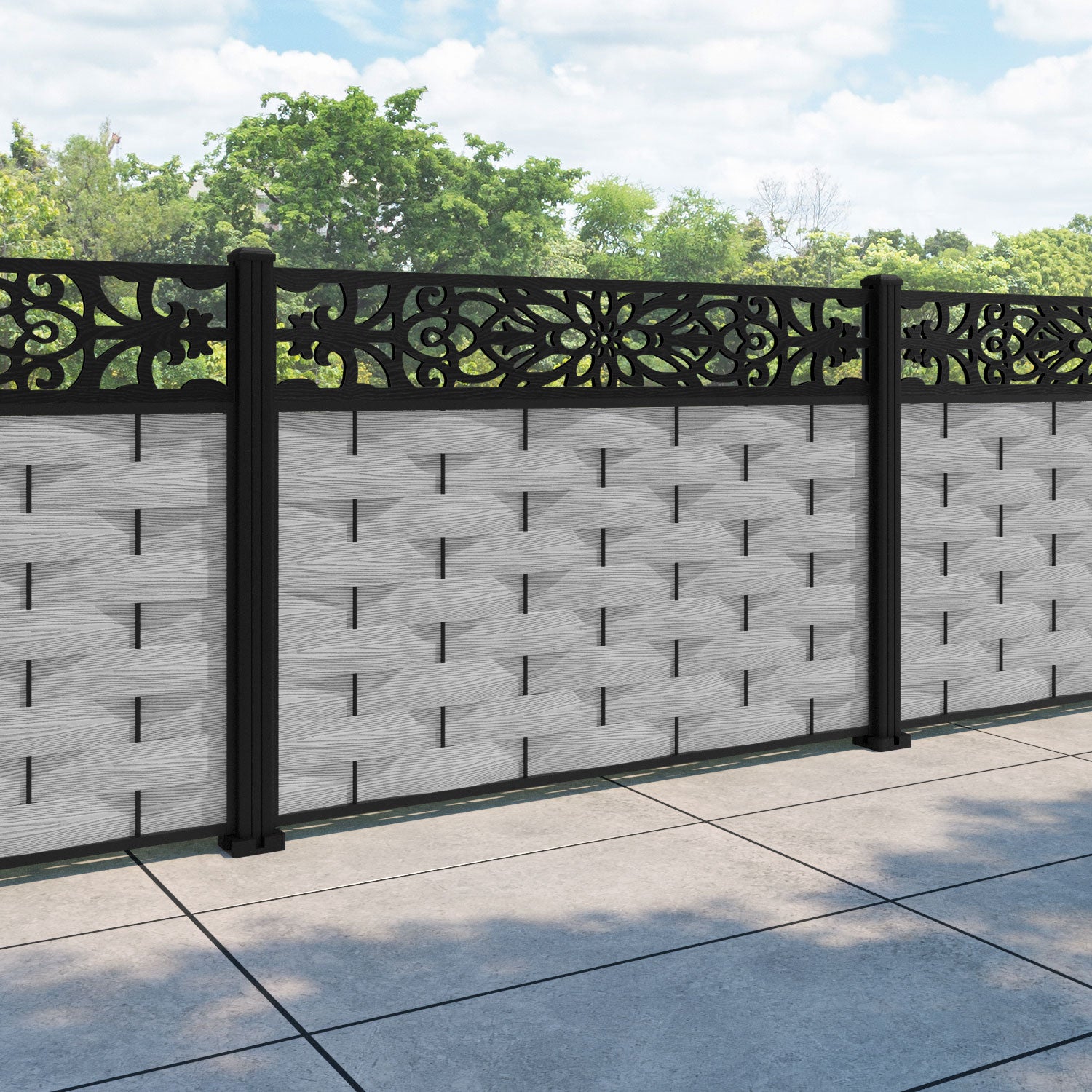 Ripple Windsor Fence Panel - Light Grey - with our aluminium posts