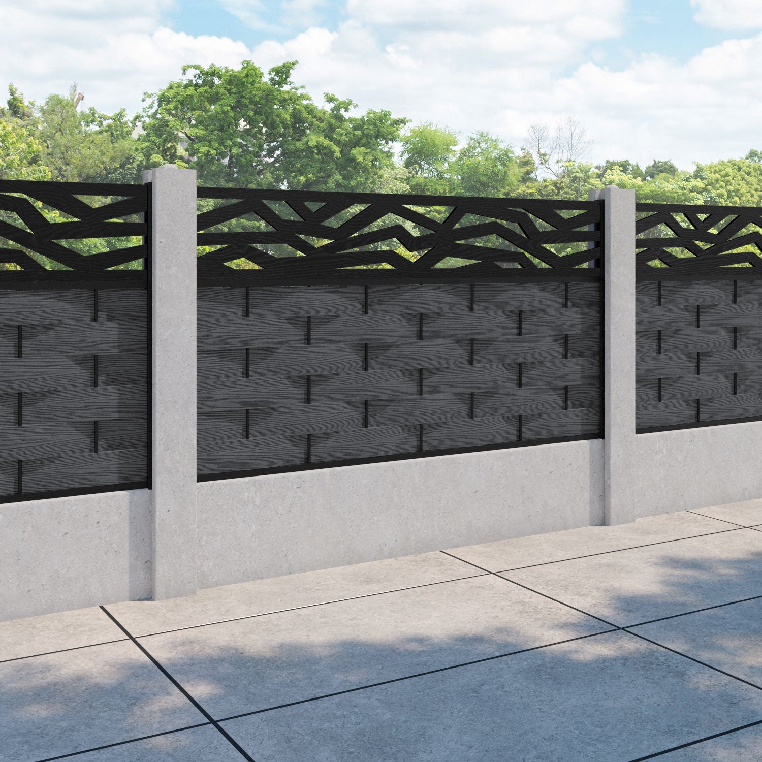 Ripple Zenith Fence Panel - Dark Grey - for existing concrete posts