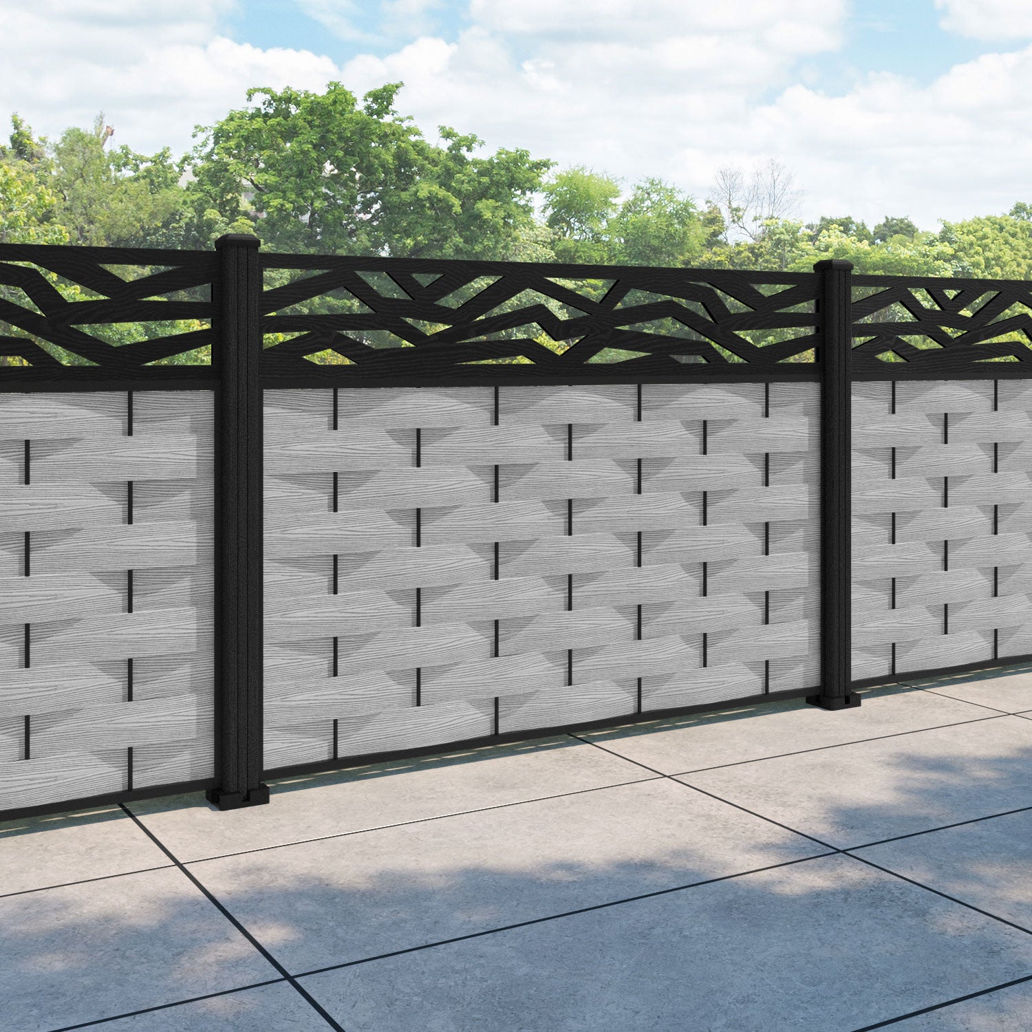 Ripple Zenith Fence Panel - Light Grey - with our composite posts