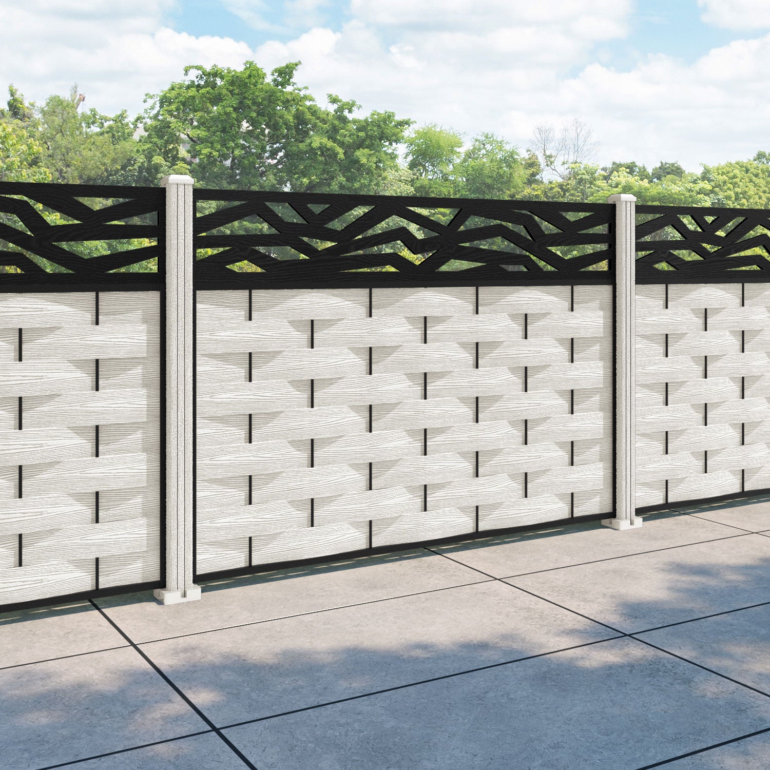 Ripple Zenith Fence Panel - Light Stone - with our composite posts