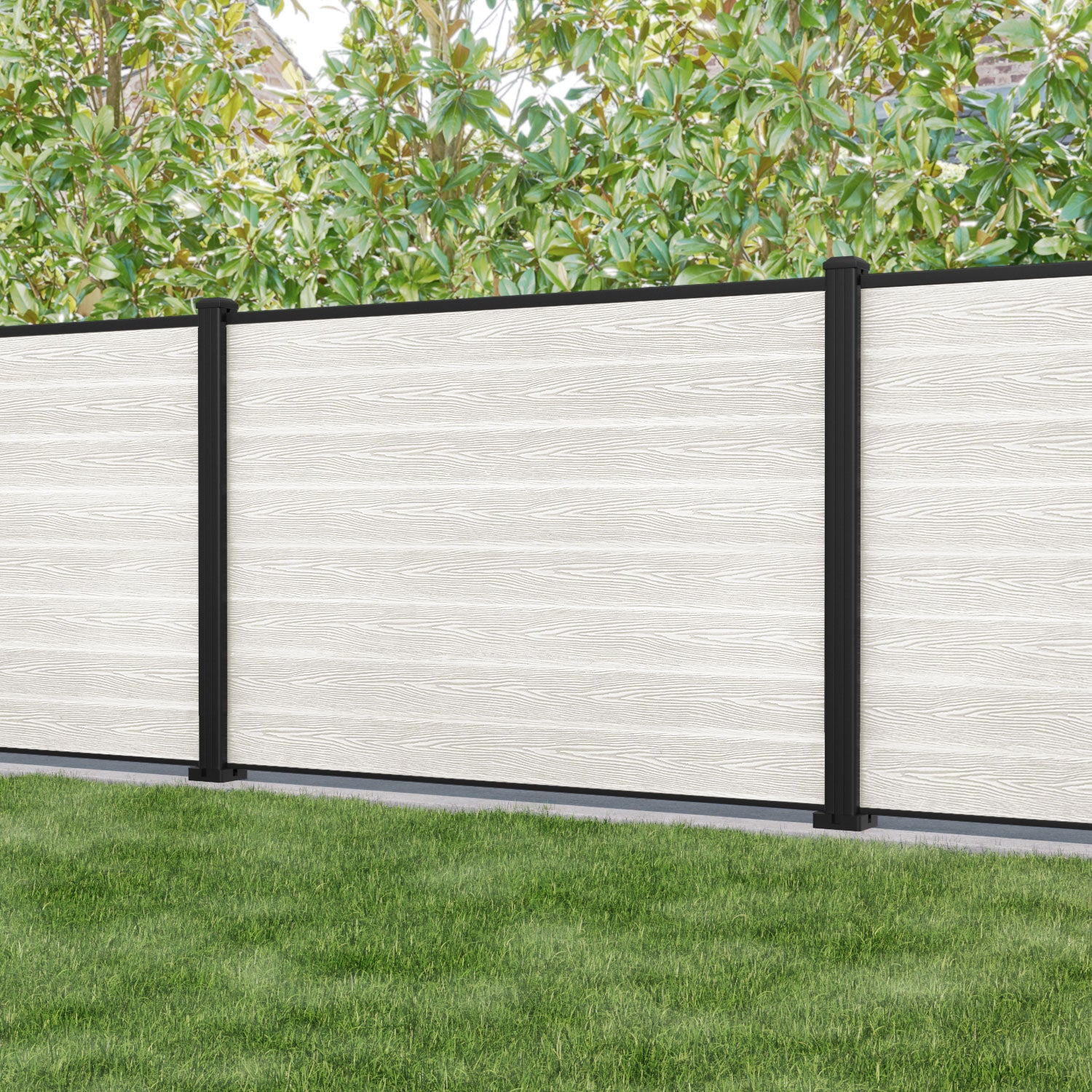Classic Fence Panel - Light Stone - with our aluminium posts