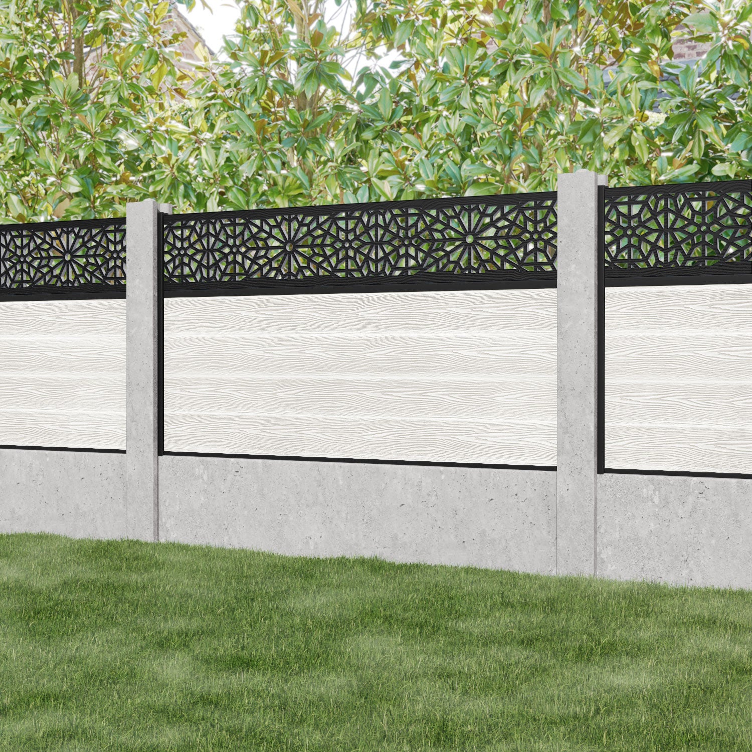 Classic Alnara Fence Panel - Light Stone - for existing concrete posts