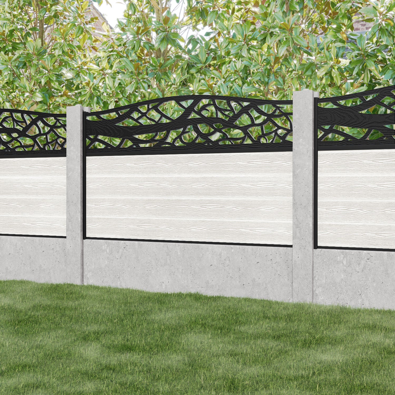 Classic Twilight Curved Top Fence Panel - Light Stone - for existing concrete posts