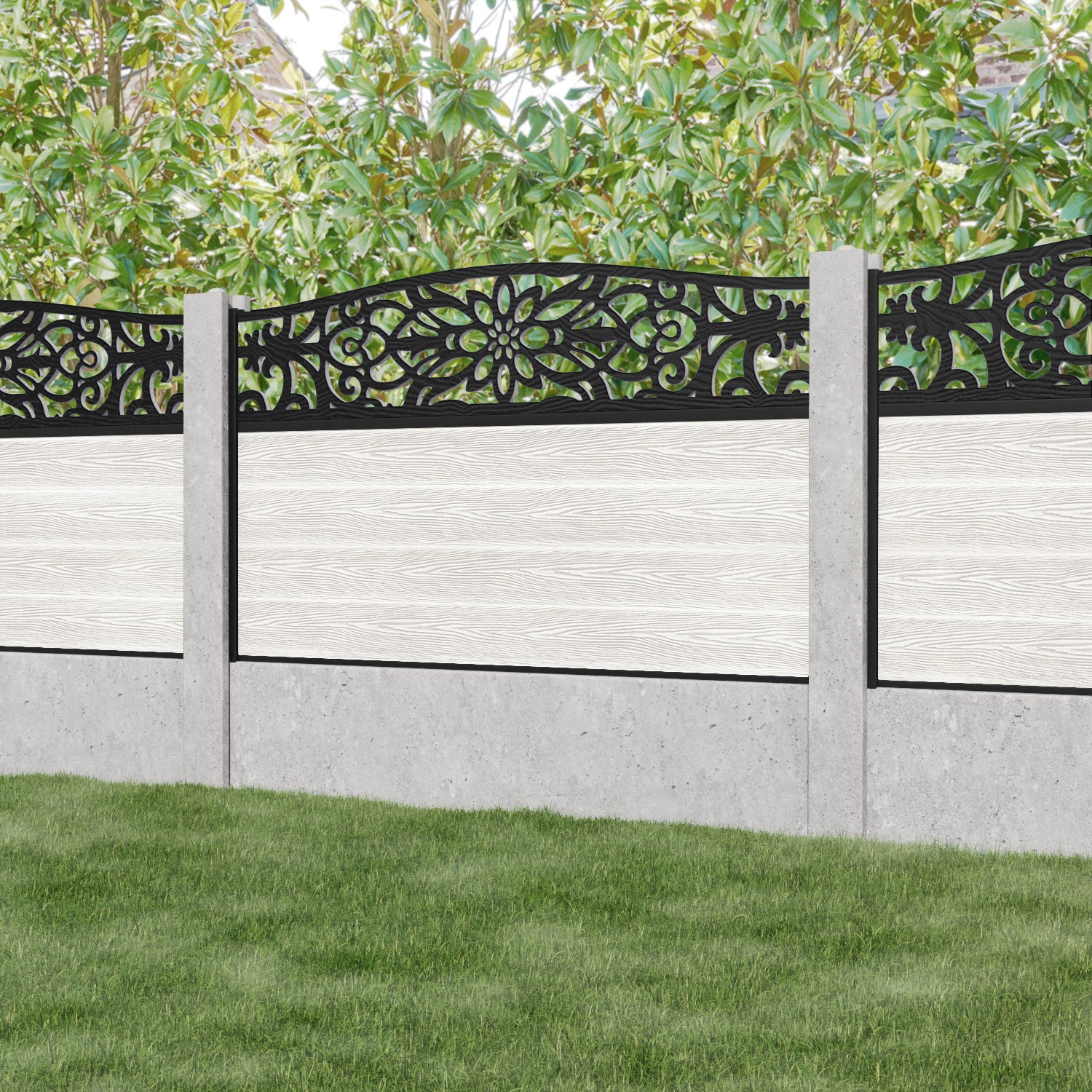 Classic Windsor Curved Top Fence Panel - Light Stone - for existing concrete posts