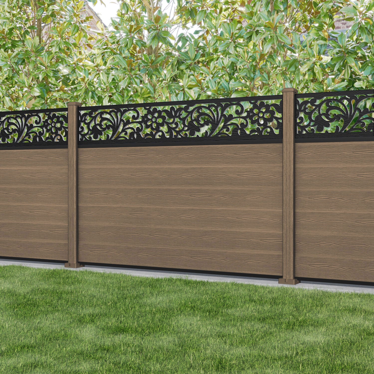 Classic Eden Fence Panel - Teak - with our composite posts