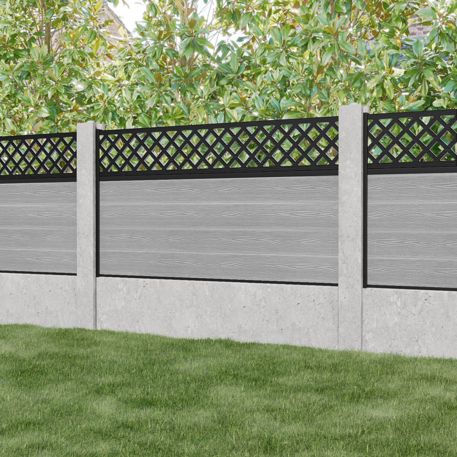 Classic Hive Fence Panel - Light Grey - for existing concrete posts