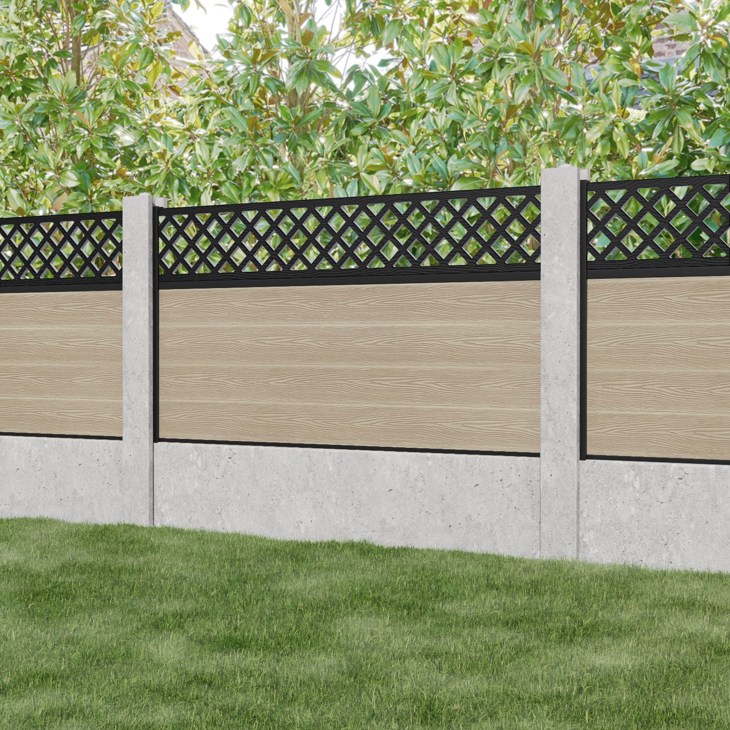 Classic Hive Fence Panel - Light Oak - for existing concrete posts