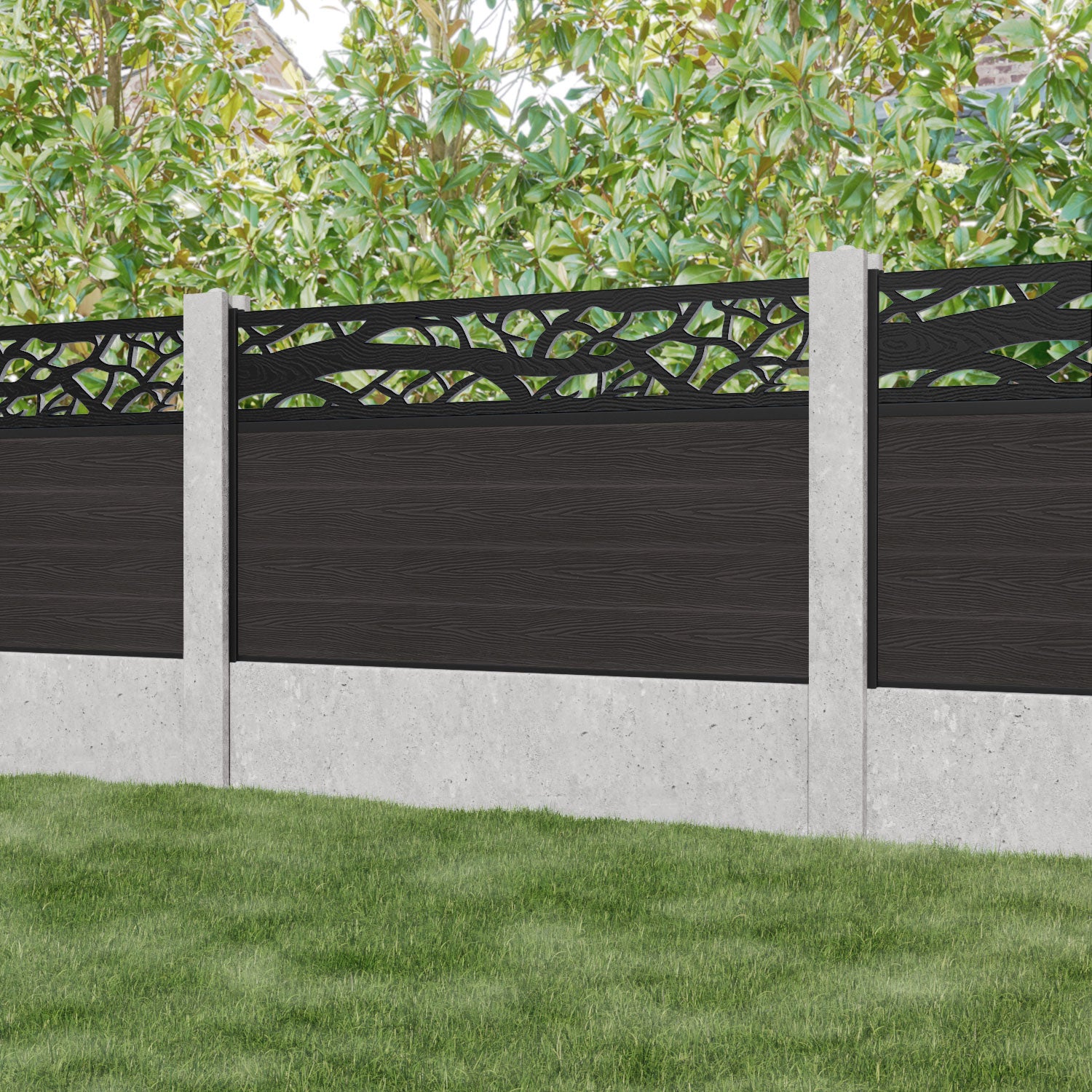 Classic Twilight Fence Panel - Dark Oak - for existing concrete posts