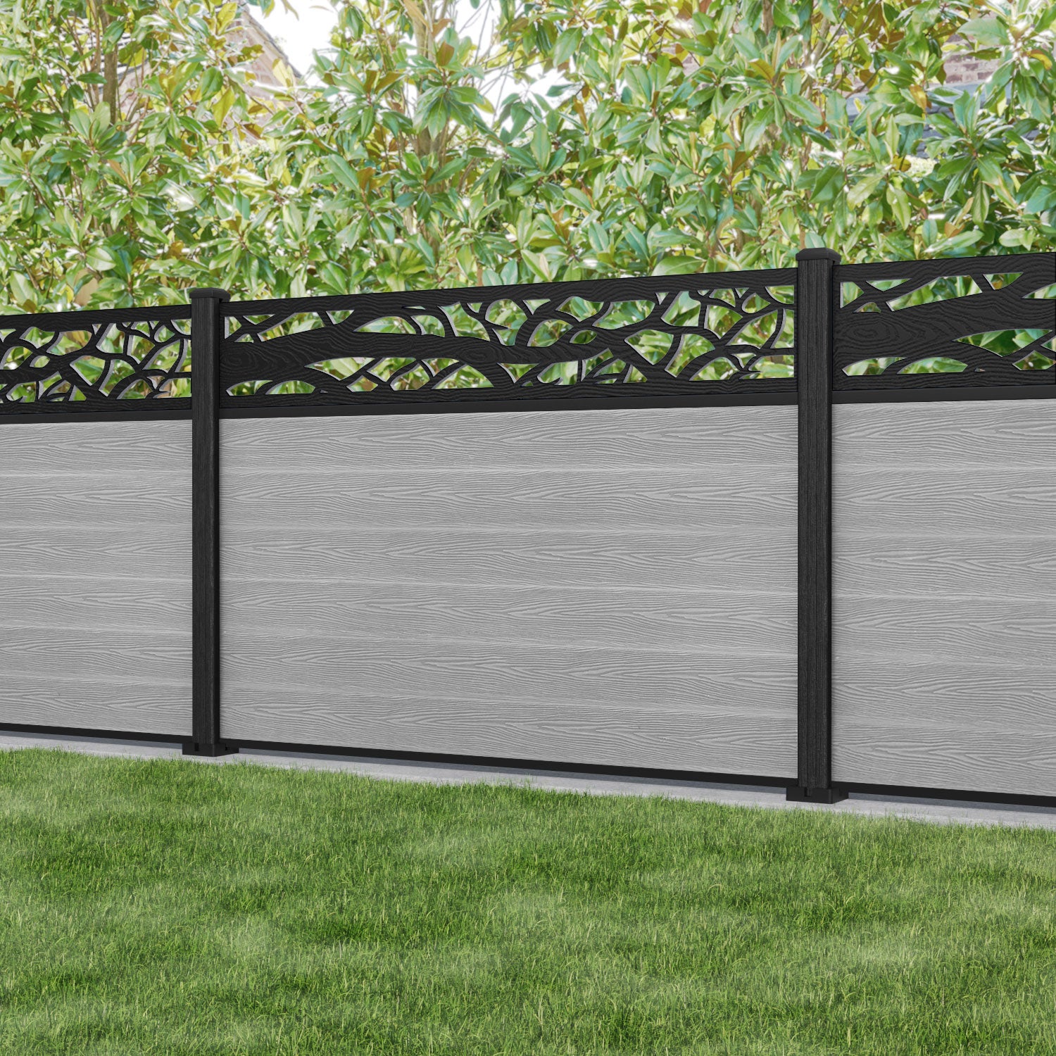 Classic Twilight Fence Panel - Light Grey - with our composite posts