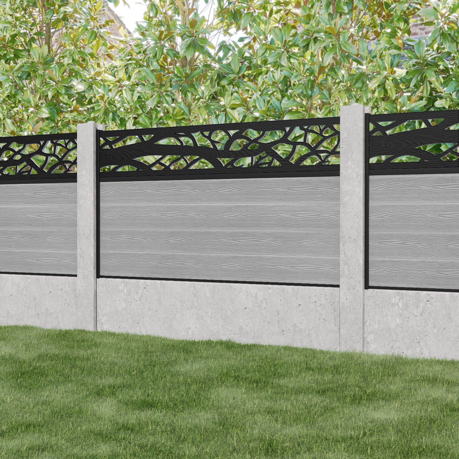 Classic Twilight Fence Panel - Light Grey - for existing concrete posts