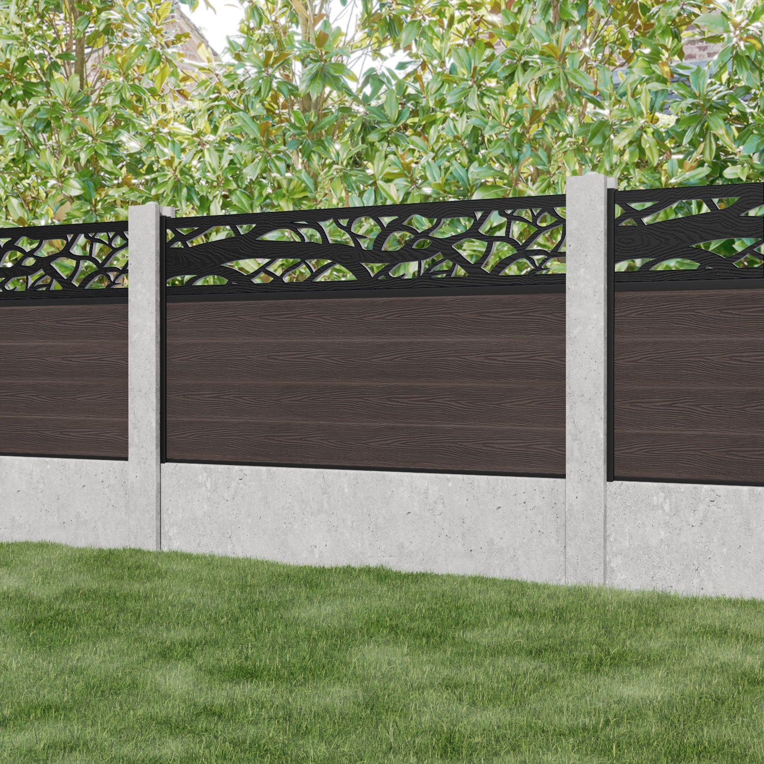 Classic Twilight Fence Panel - Mid Brown - for existing concrete posts