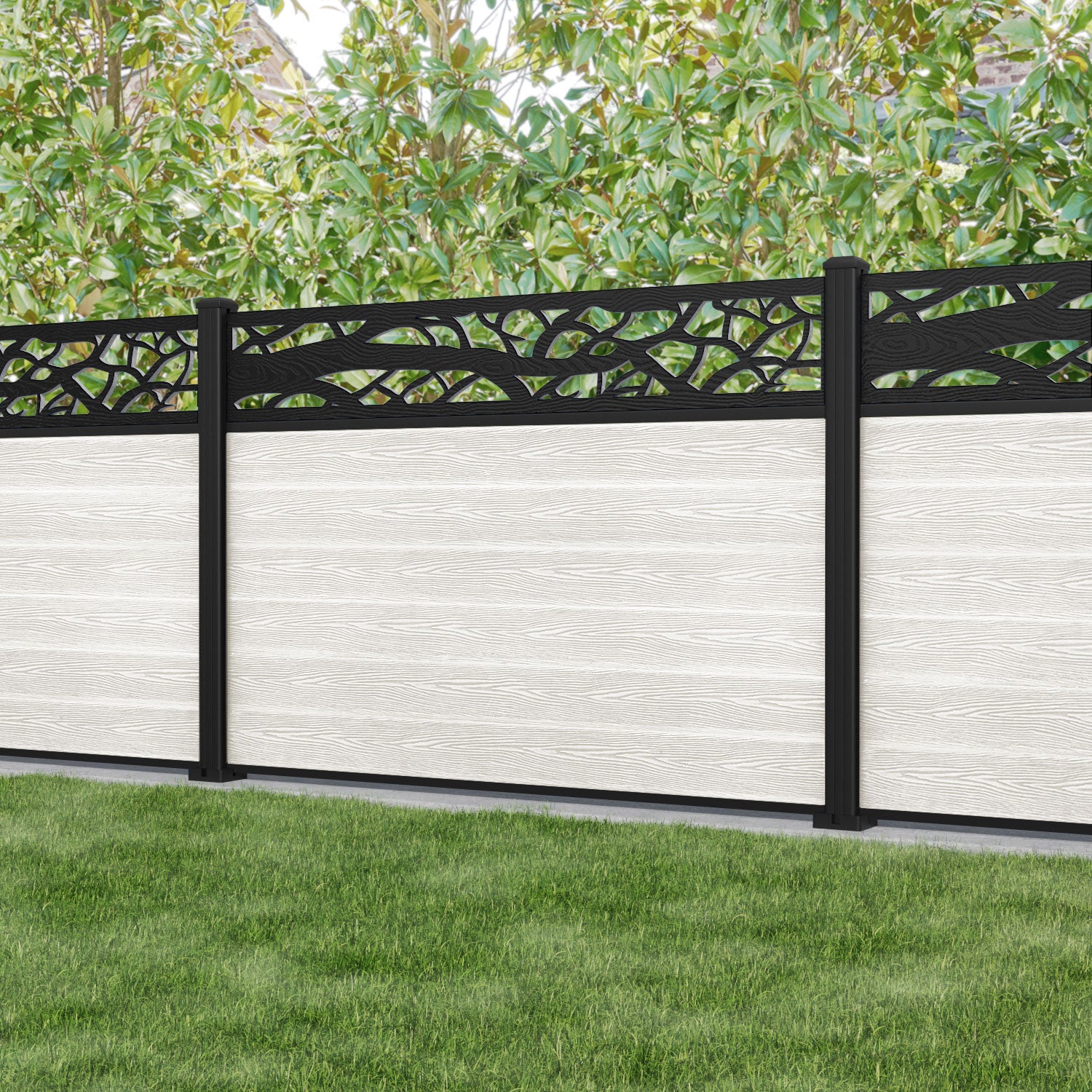 Classic Twilight Fence Panel - Light Stone - with our aluminium posts