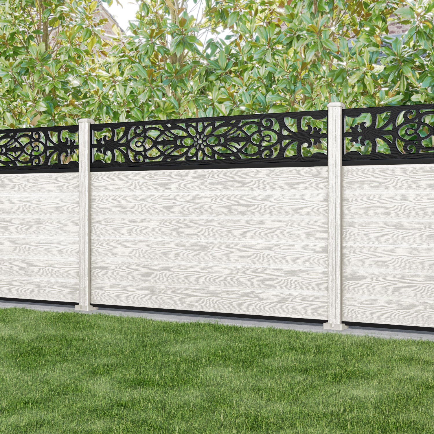 Classic Windsor Fence Panel - Light Stone - with our composite posts