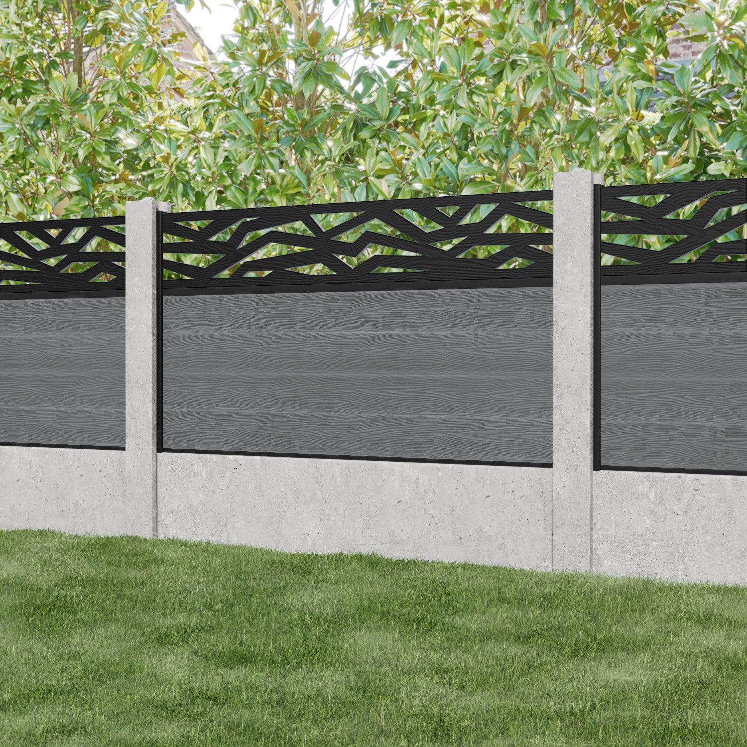 Classic Zenith Fence Panel - Mid Grey - for existing concrete posts