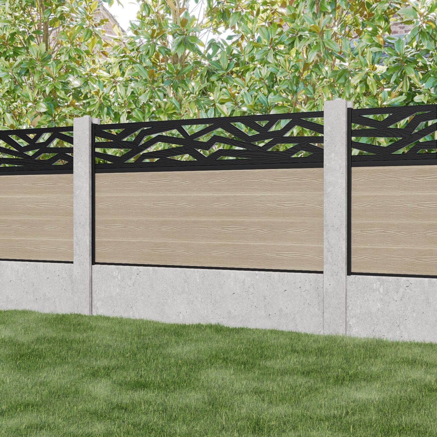 Classic Zenith Fence Panel - Light Oak - for existing concrete posts